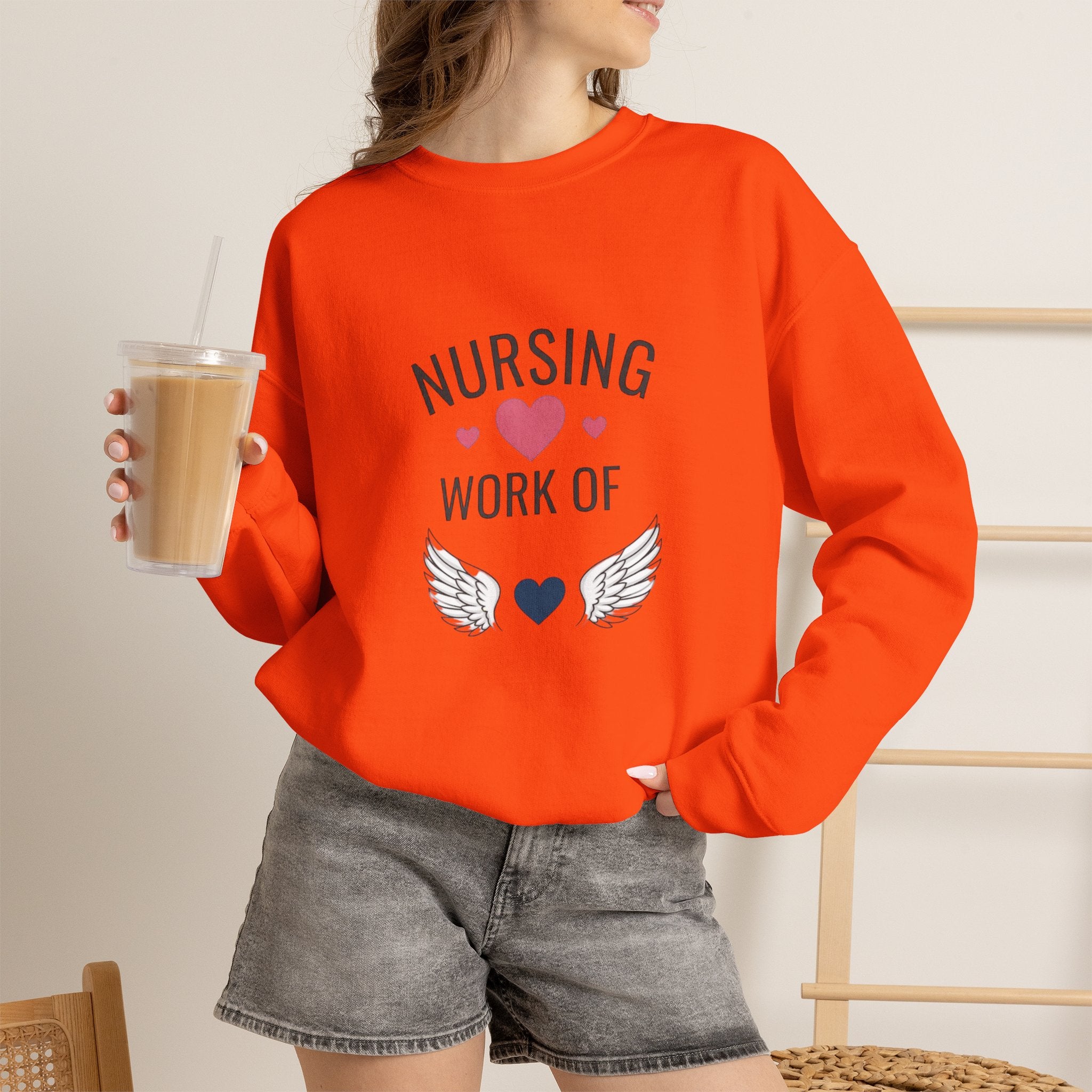 Nursing Work of Heart Crewneck Sweatshirt — Nurse Appreciation Pullover