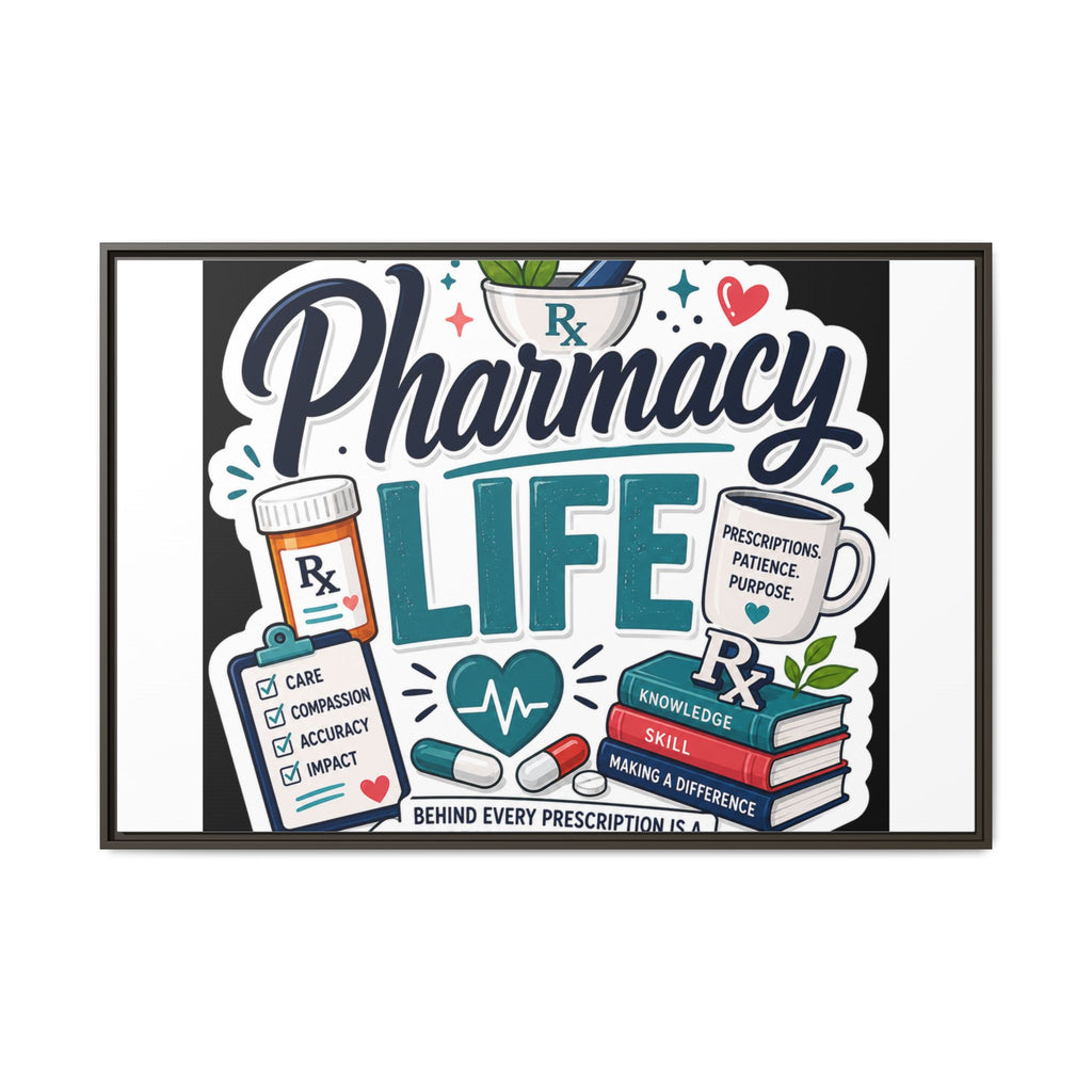 Pharmacy Life Framed Canvas Art — Colorful Pharmacist Wall Decor