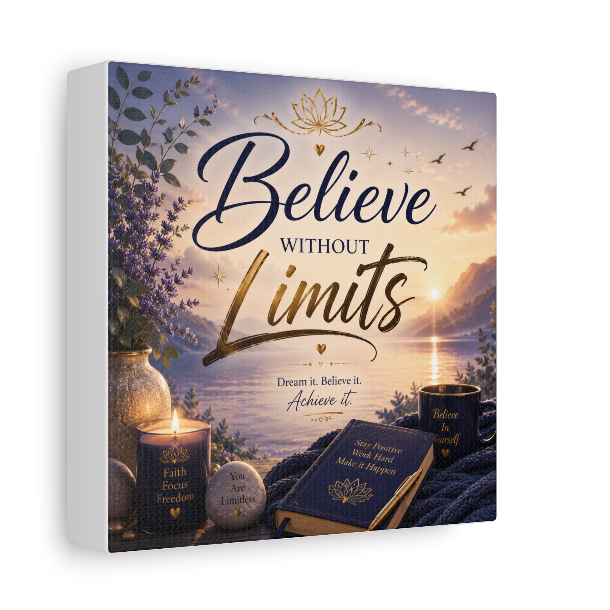 Believe Without Limits Canvas Wall Art – Inspirational Stretched Matte Print