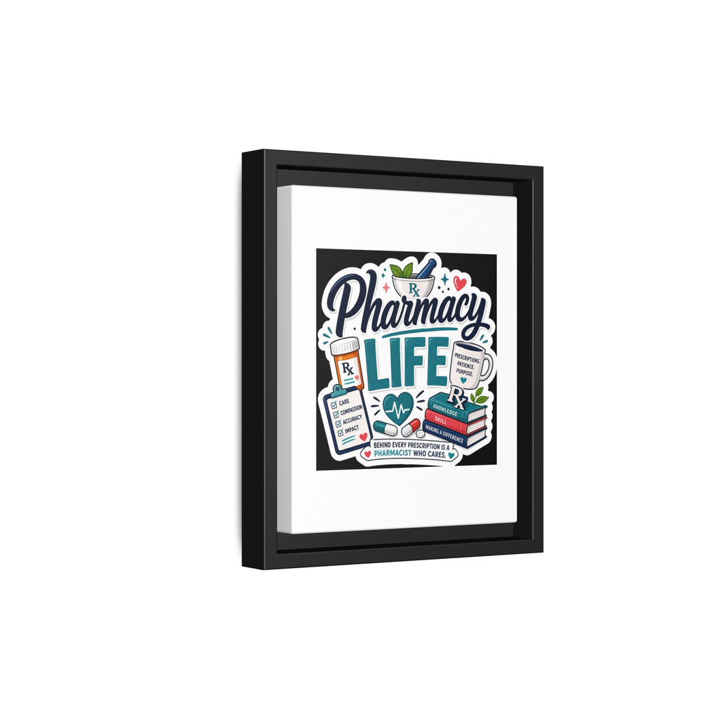 Pharmacy Life Framed Canvas Art — Colorful Pharmacist Wall Decor