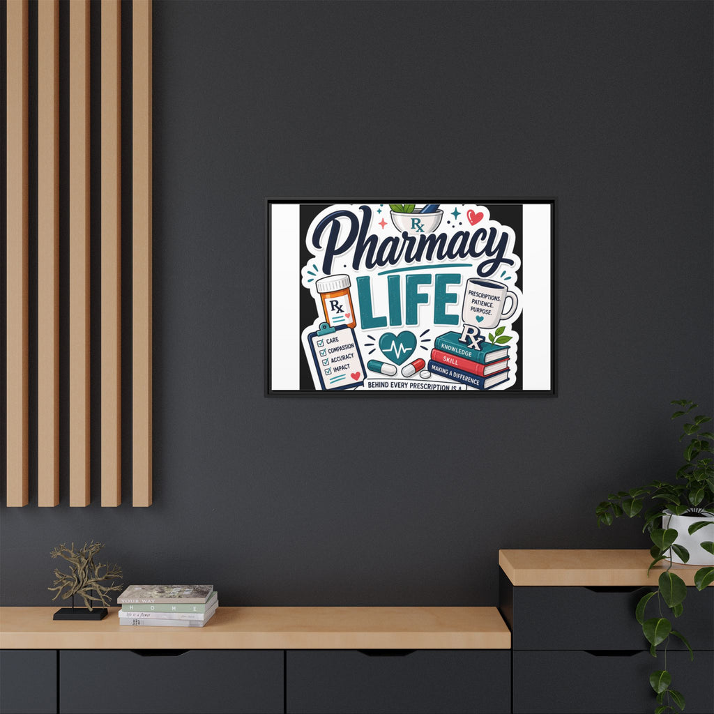 Pharmacy Life Framed Canvas Art — Colorful Pharmacist Wall Decor