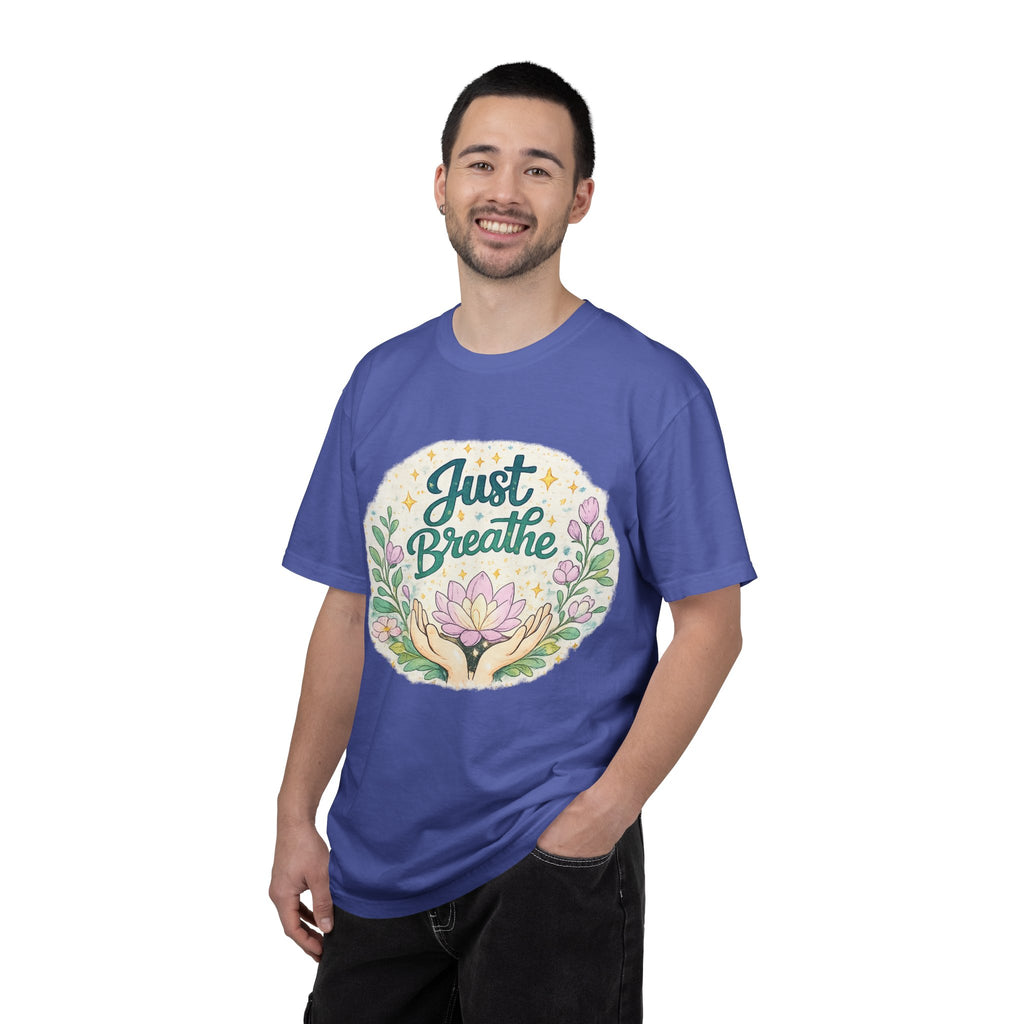 Just Breathe T-Shirt — Floral Lotus Mindfulness Tee