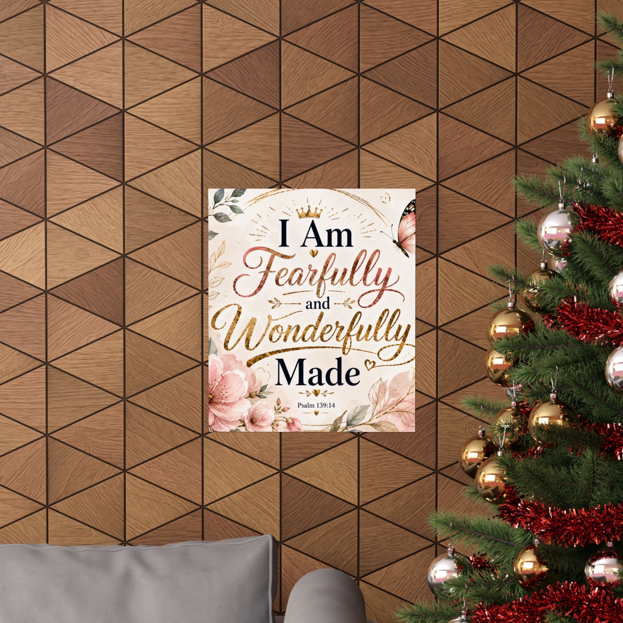 Fearfully & Wonderfully Made Vertical Poster — Inspirational Christian Wall Art (Psalm 139:14)