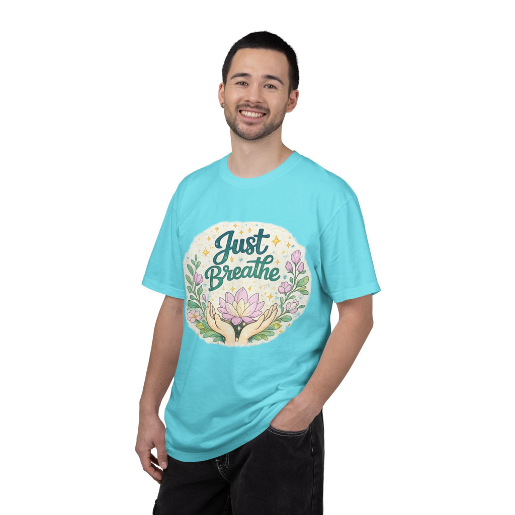 Just Breathe T-Shirt — Floral Lotus Mindfulness Tee
