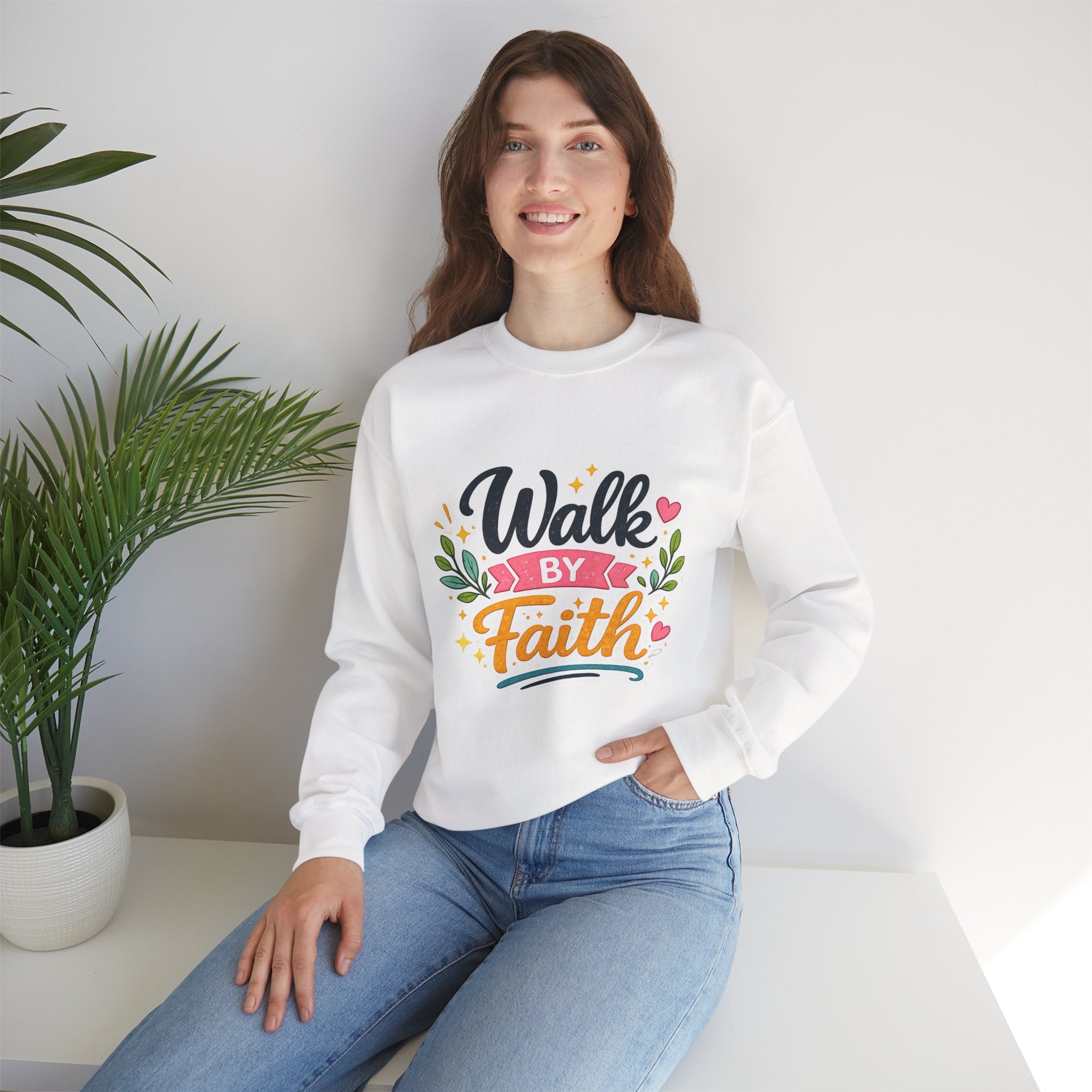 Walk By Faith Crewneck Sweatshirt — Inspirational Christian Pullover