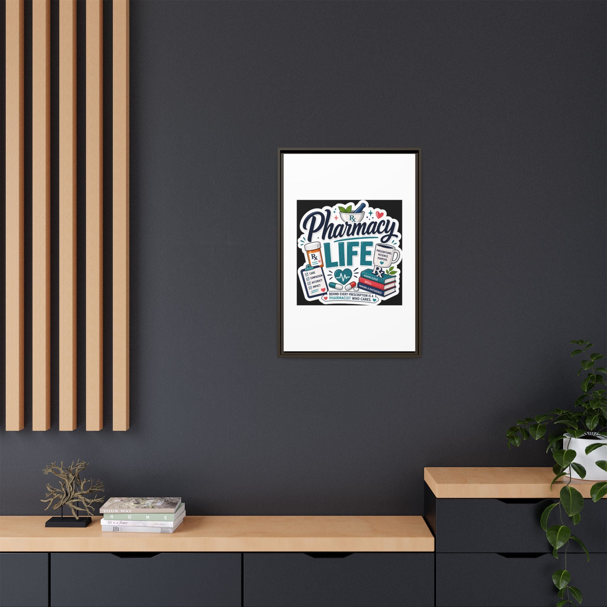 Pharmacy Life Framed Canvas Art — Colorful Pharmacist Wall Decor