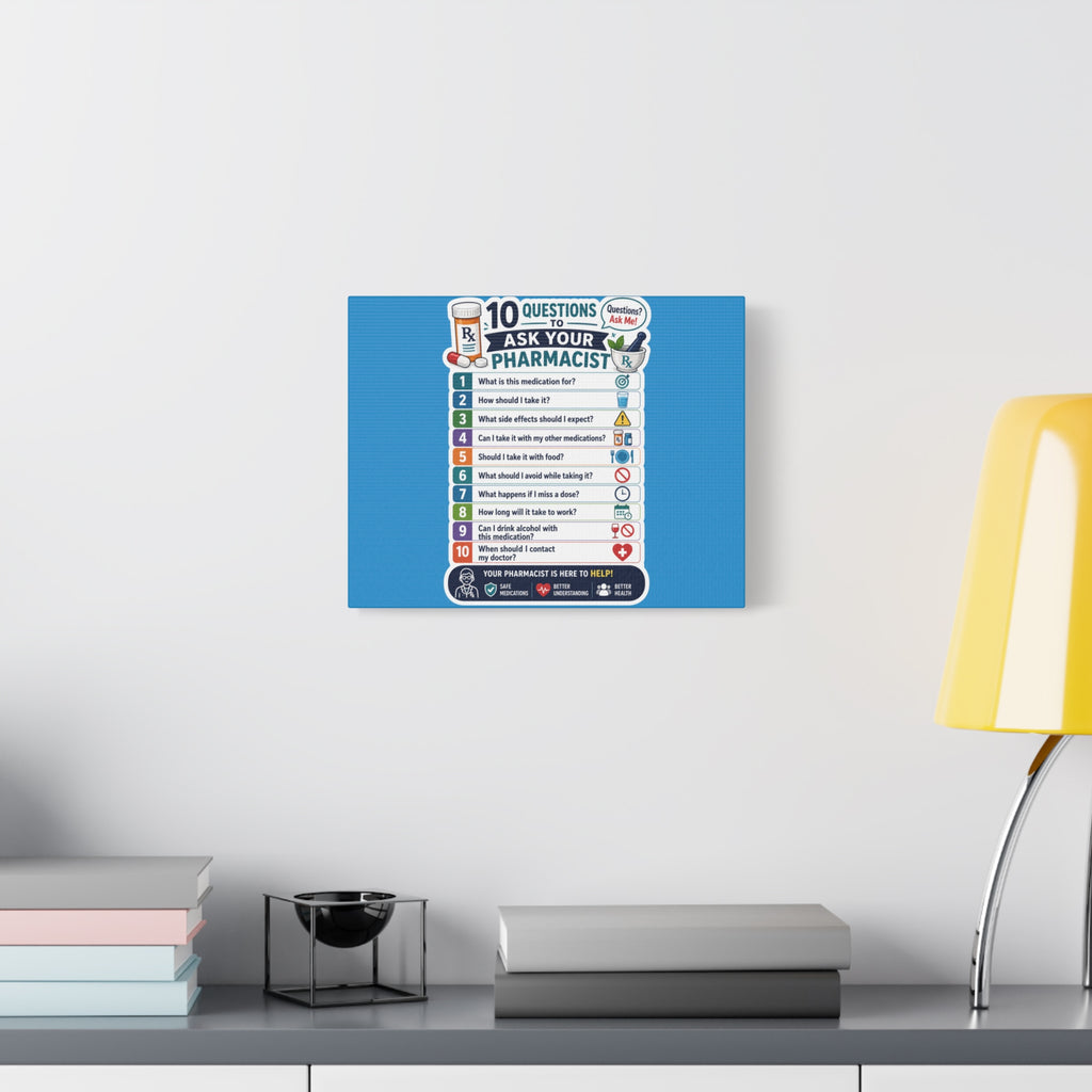 Pharmacist Questions Canvas Print — "10 Questions to Ask Your Pharmacist"