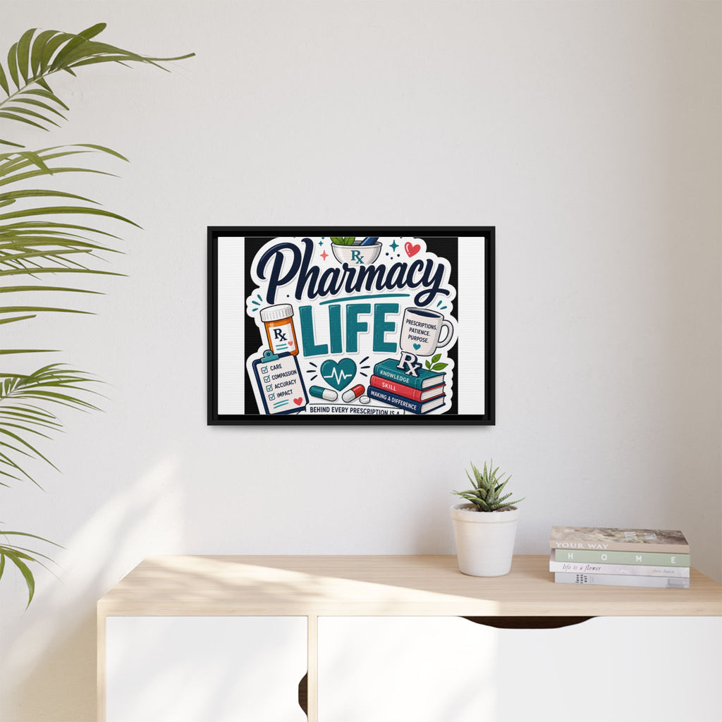 Pharmacy Life Framed Canvas Art — Colorful Pharmacist Wall Decor
