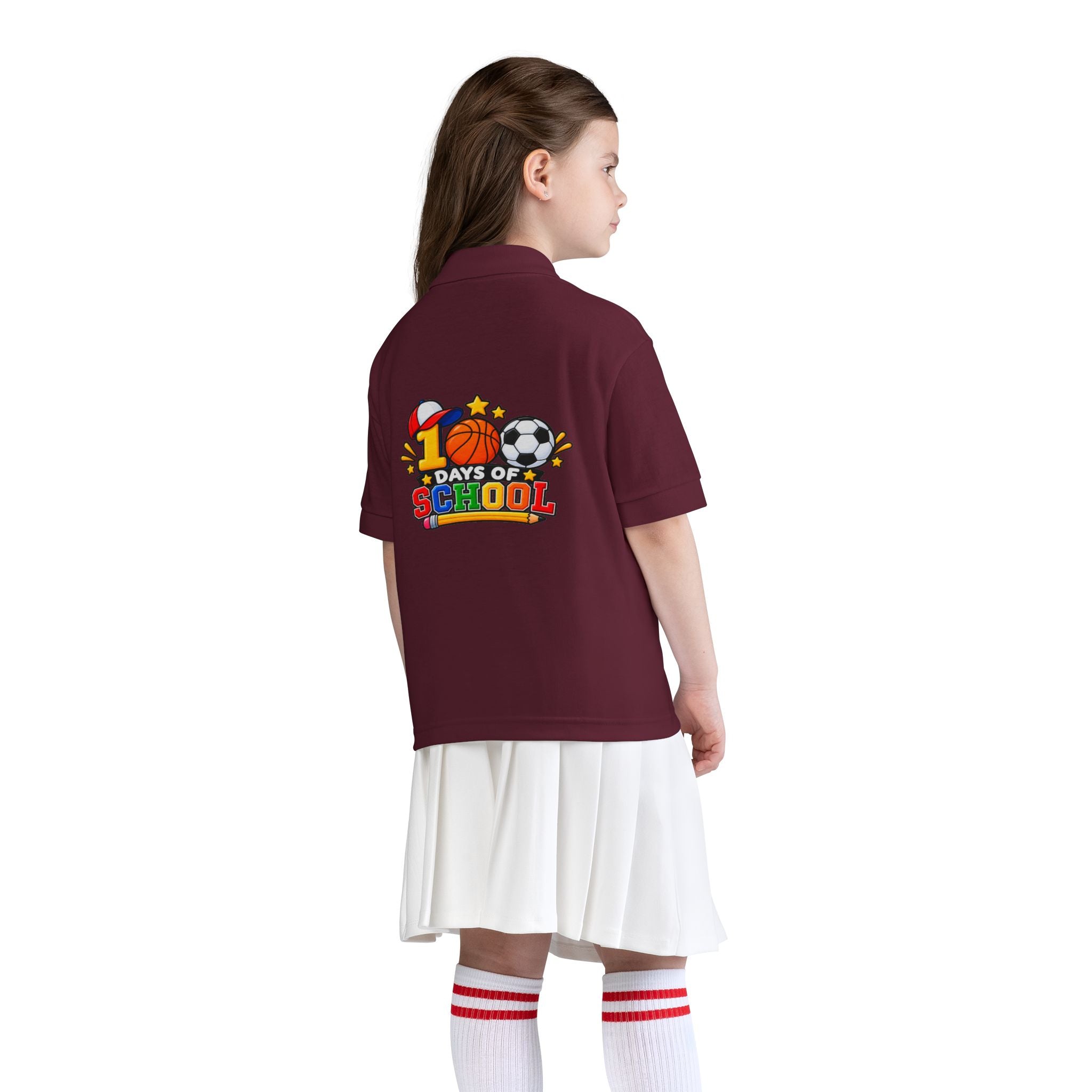 Youth Polo — "100 Days of School" Sport-Themed Kids Polo