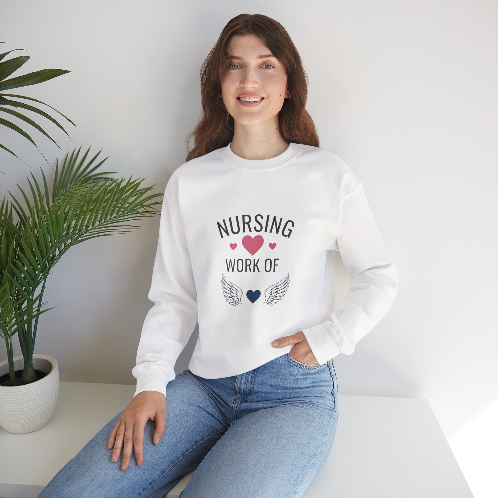 Nursing Work of Heart Crewneck Sweatshirt — Nurse Appreciation Pullover