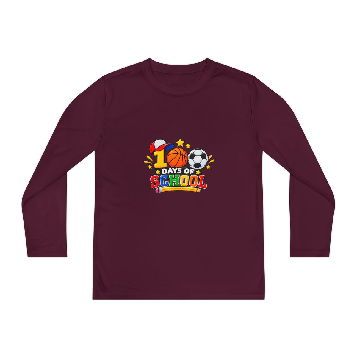 Youth Long Sleeve Tee – "1 Days of School" Sports Back-to-School Shirt