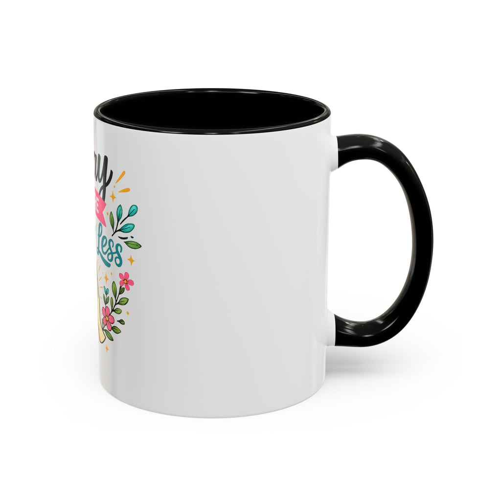 Pray More Worry Less Accent Coffee Mug — Inspirational Floral Prayer Gift (11/15oz)