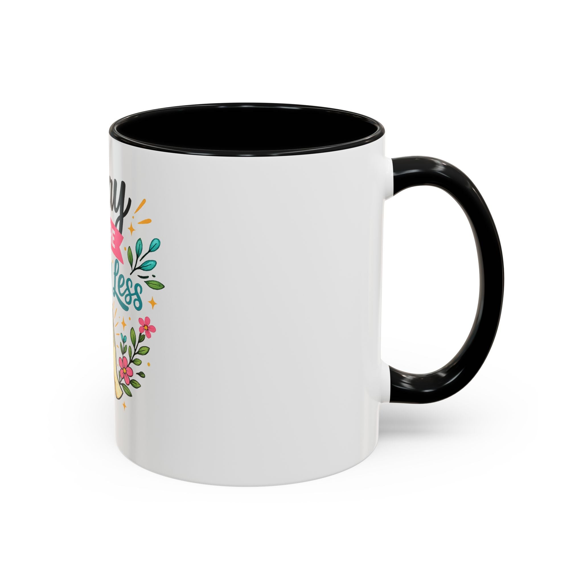 Pray More Worry Less Accent Coffee Mug — Inspirational Floral Prayer Gift (11/15oz)