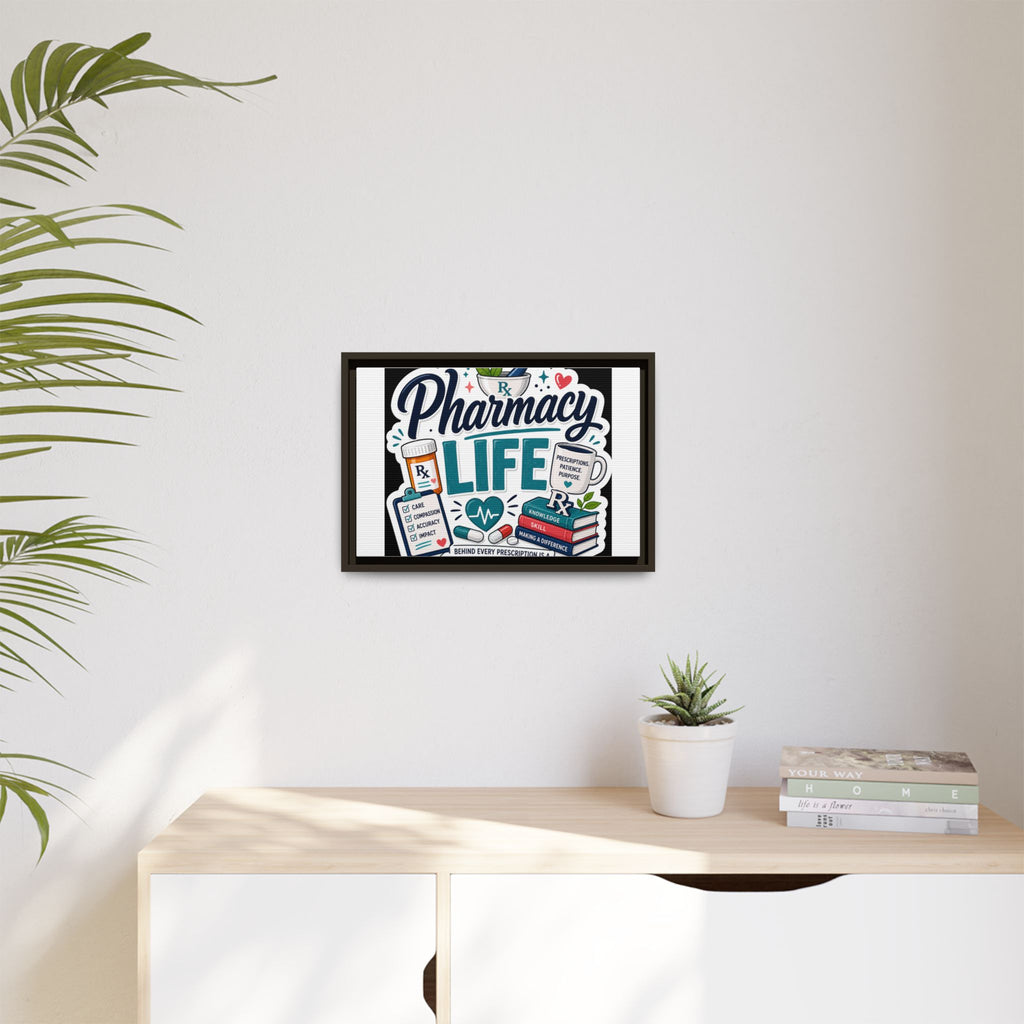 Pharmacy Life Framed Canvas Art — Colorful Pharmacist Wall Decor