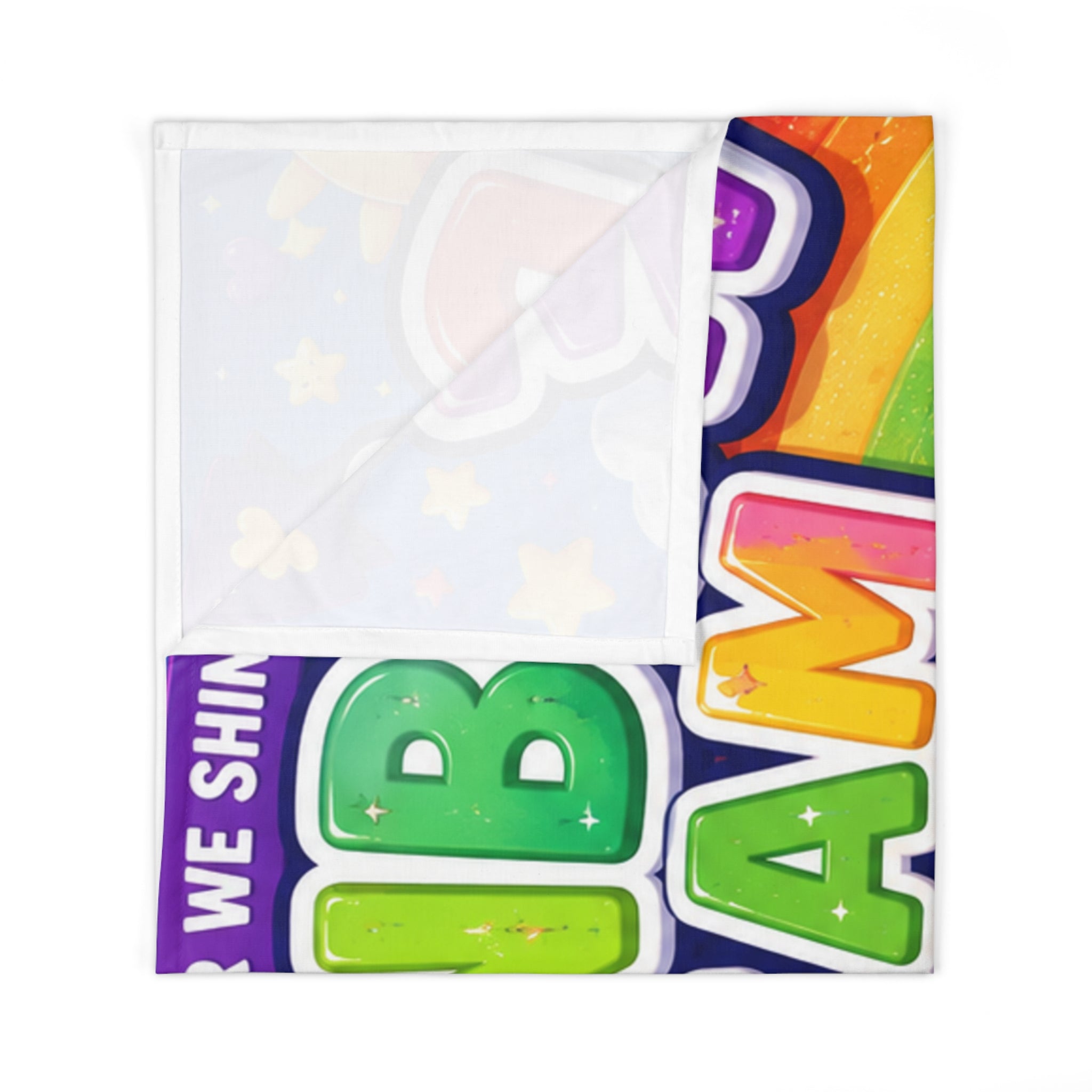 Rainbow Team Baby Swaddle Blanket — Cute Positive Message Infant Wrap (Be Brave, Dream Big, Stay Positive)