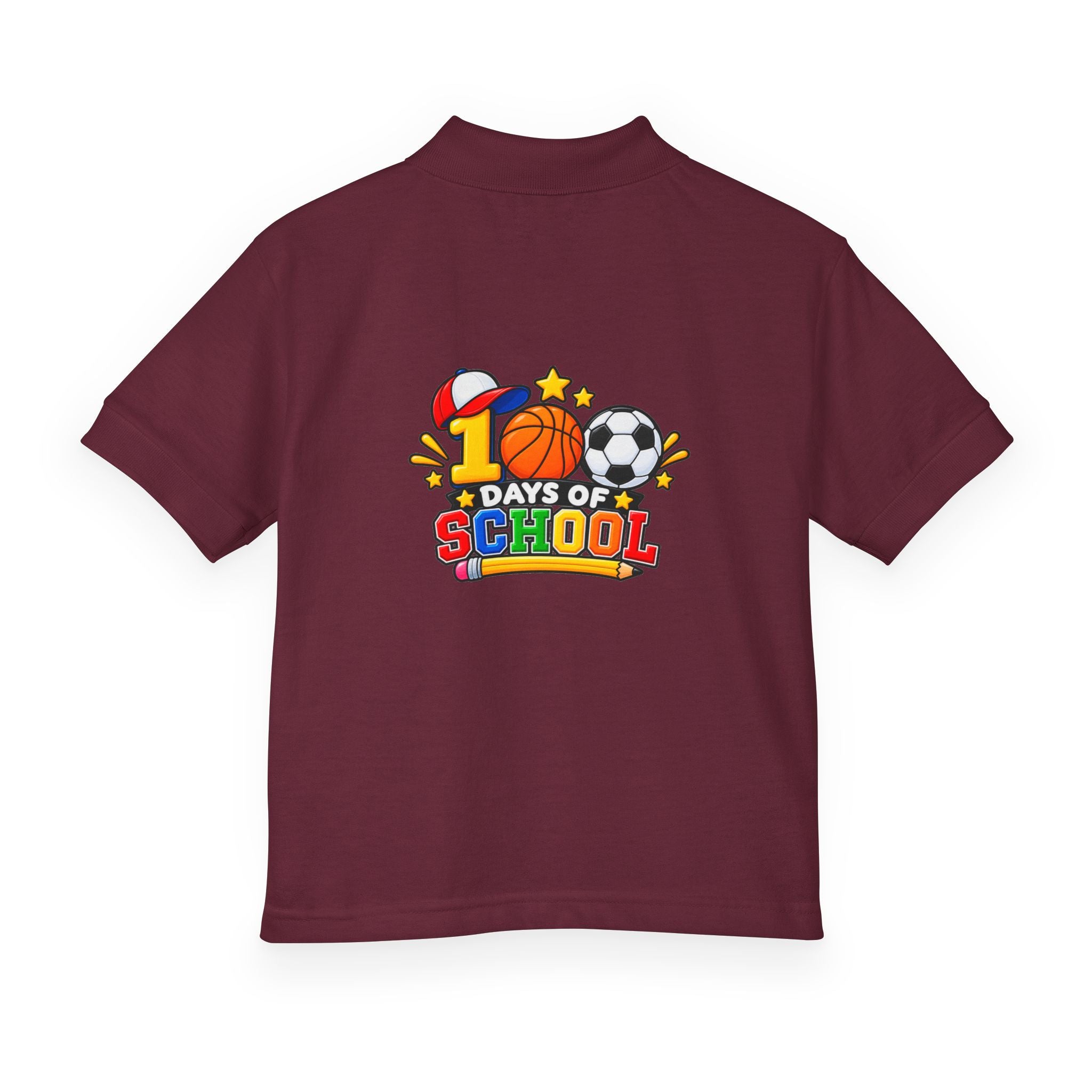 Youth Polo — "100 Days of School" Sport-Themed Kids Polo