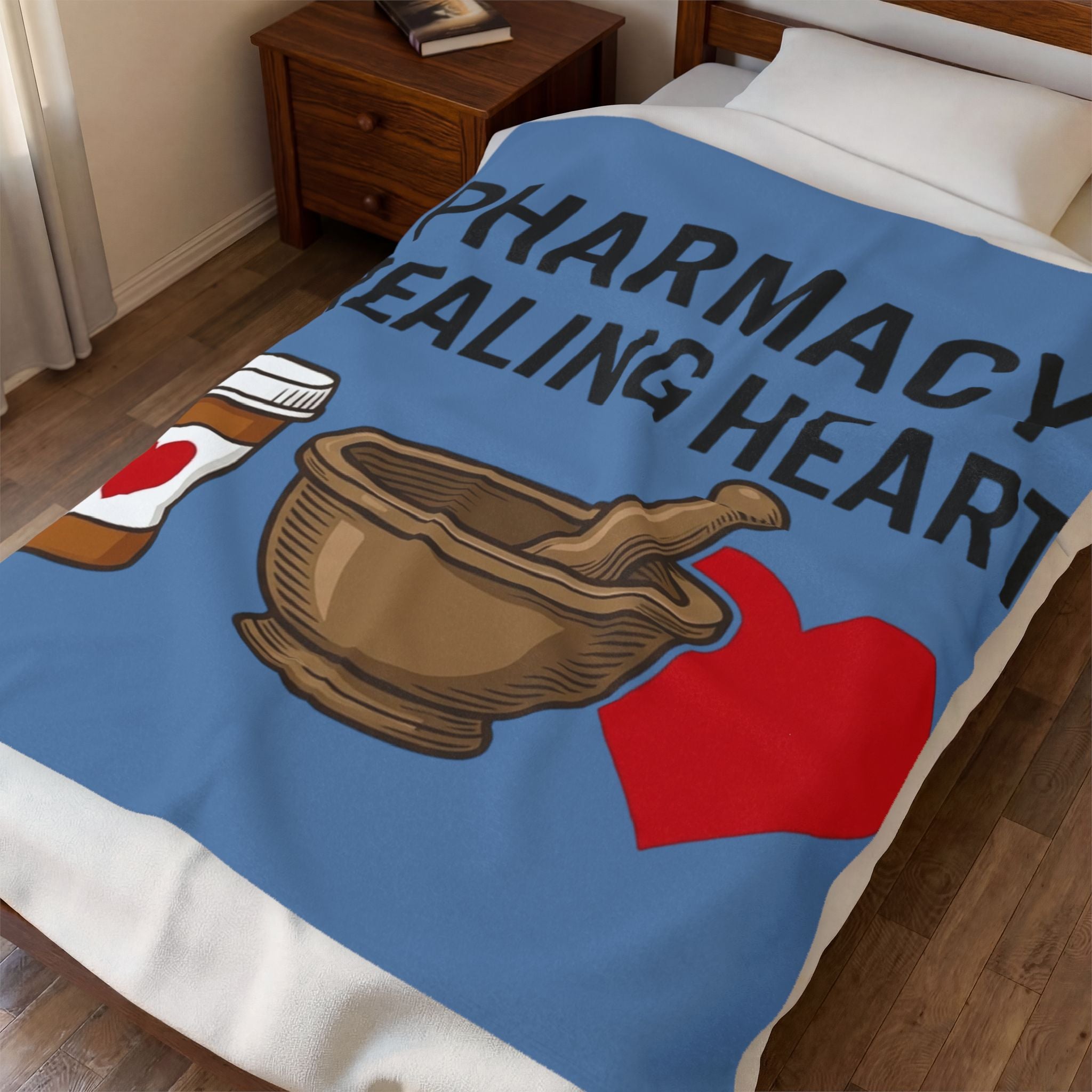 Velveteen Plush Blanket — "Pharmacy Healing Heart" Medical Technician Gift