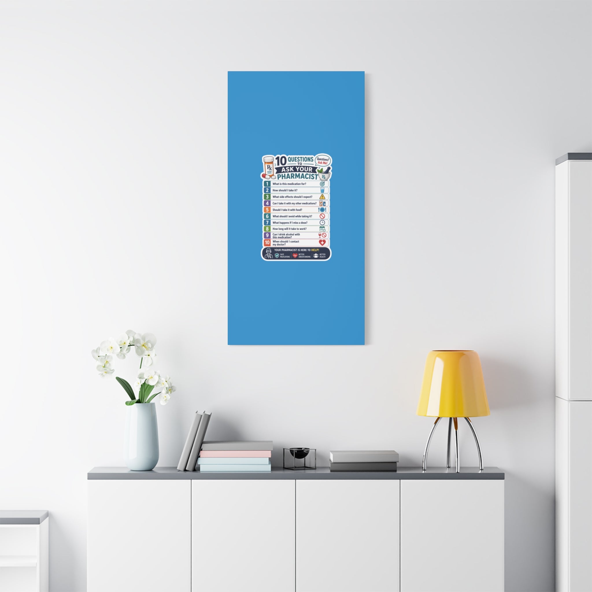 Pharmacist Questions Canvas Print — "10 Questions to Ask Your Pharmacist"