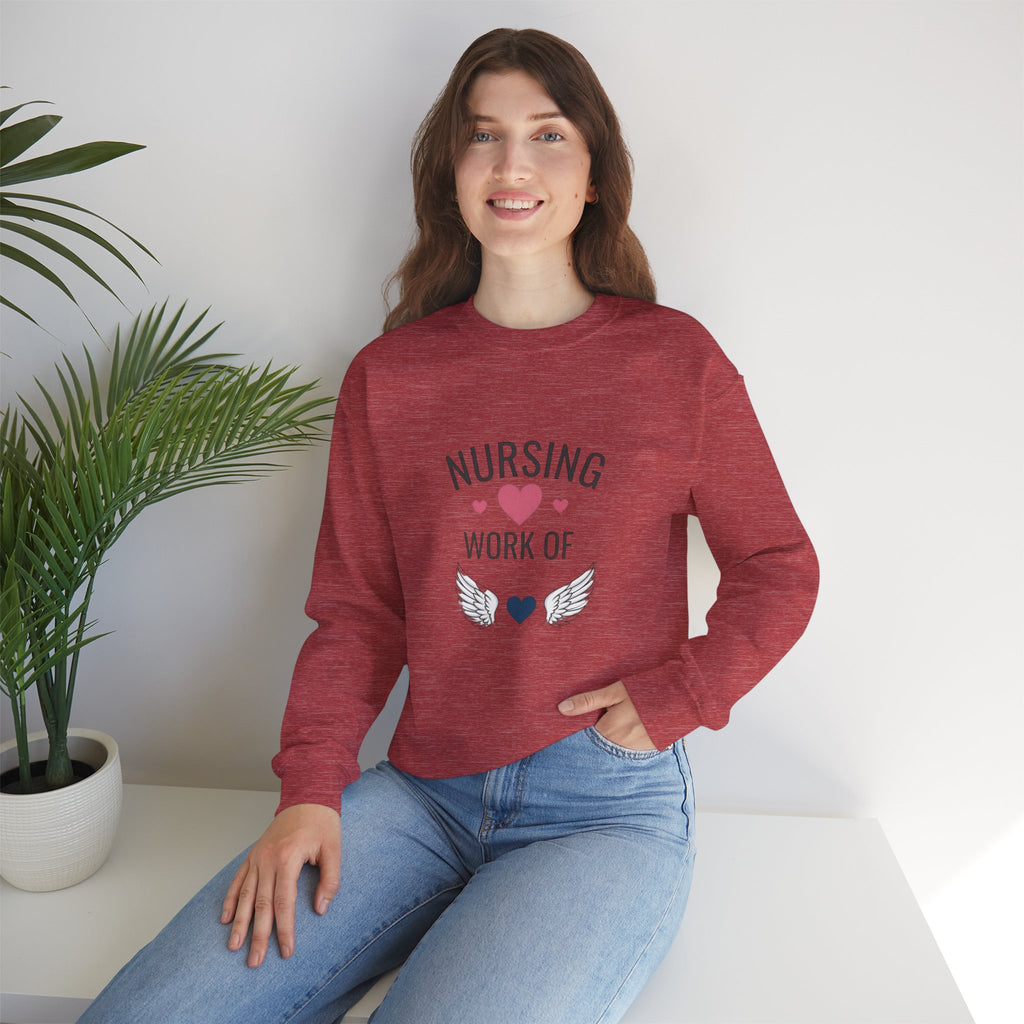 Nursing Work of Heart Crewneck Sweatshirt — Nurse Appreciation Pullover