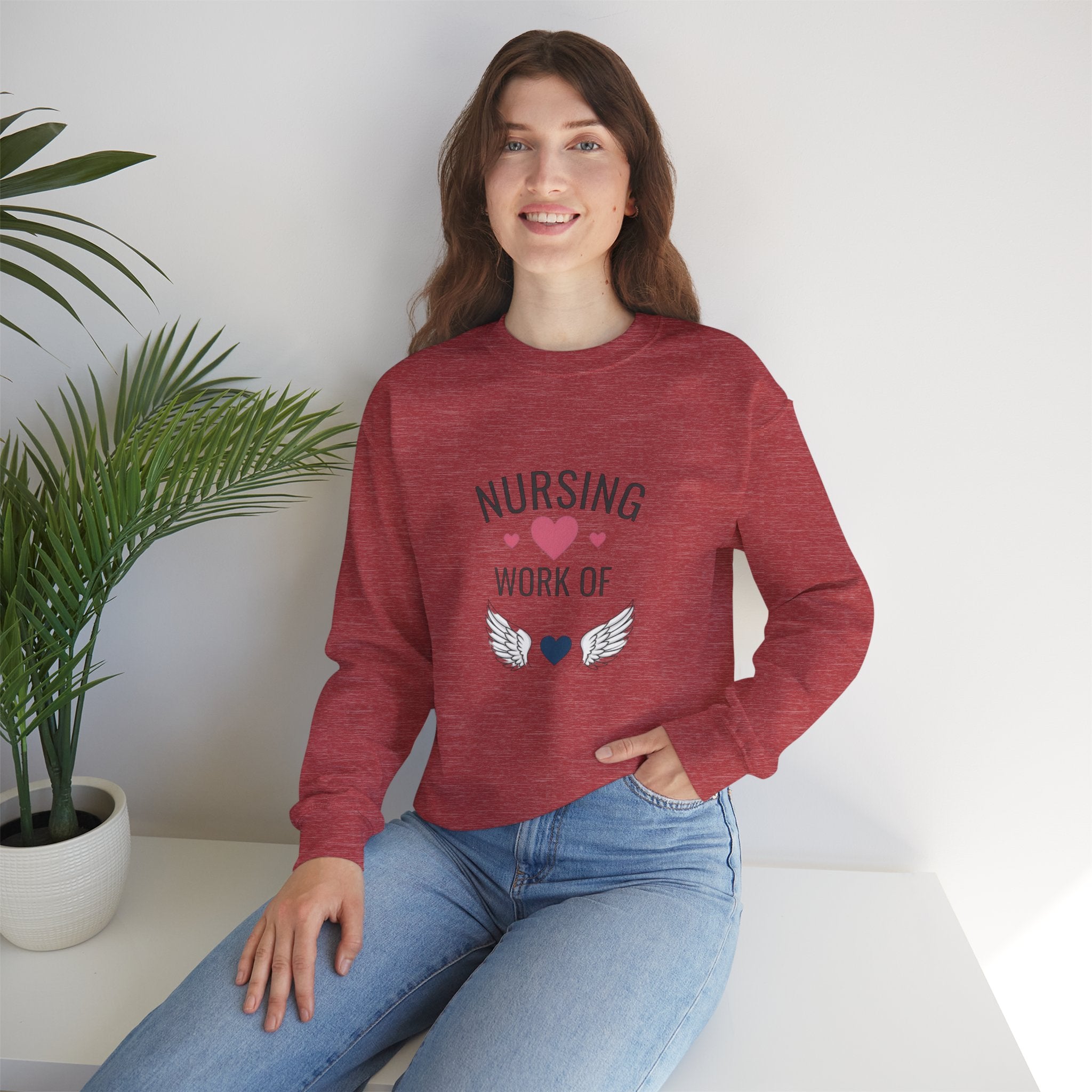 Nursing Work of Heart Crewneck Sweatshirt — Nurse Appreciation Pullover