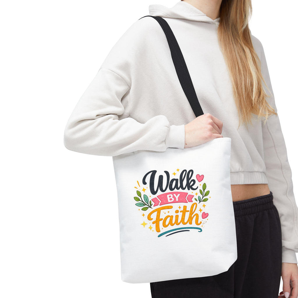 Walk By Faith Tote Bag — Inspirational Christian Canvas Tote, Faith-Based Gift