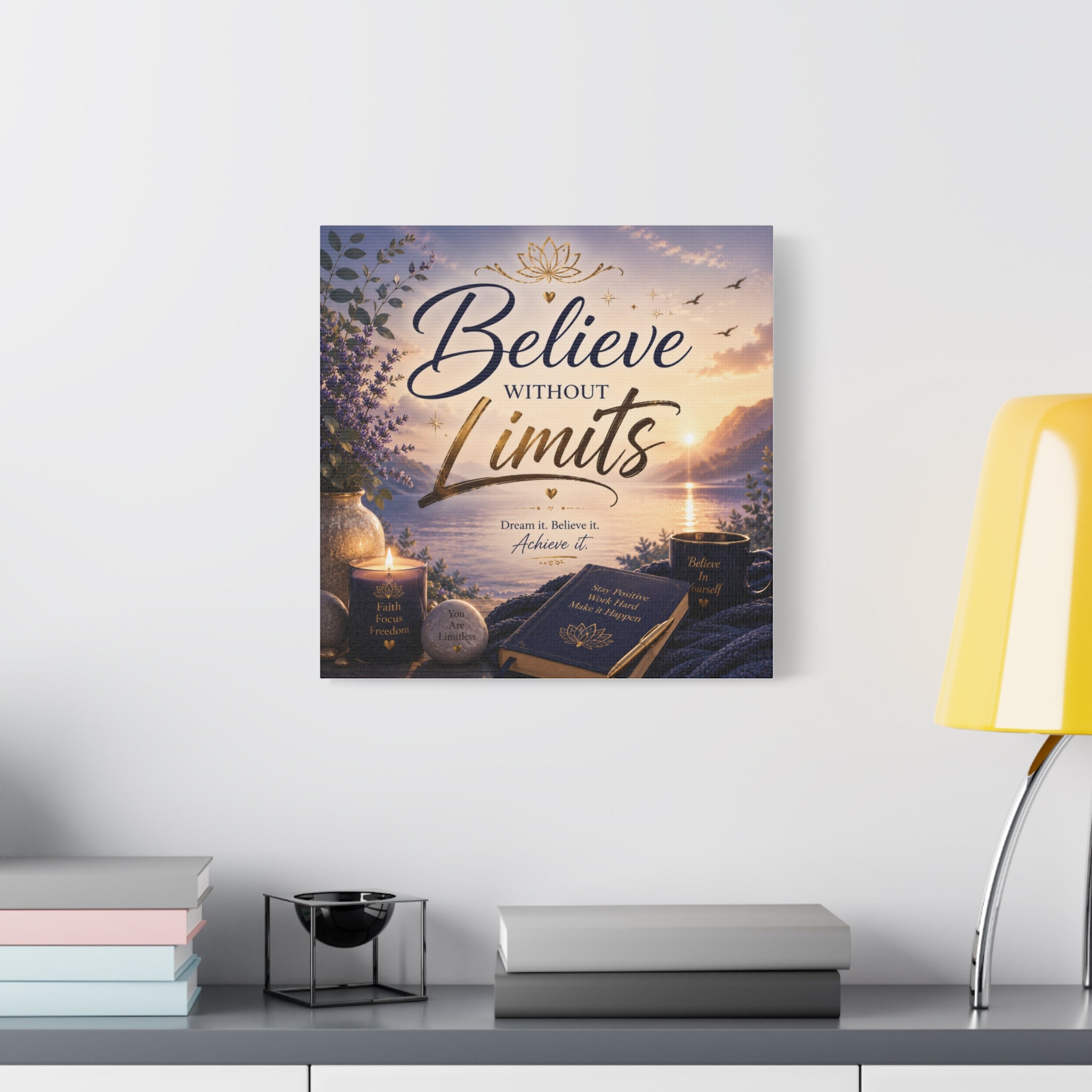 Believe Without Limits Canvas Wall Art – Inspirational Stretched Matte Print