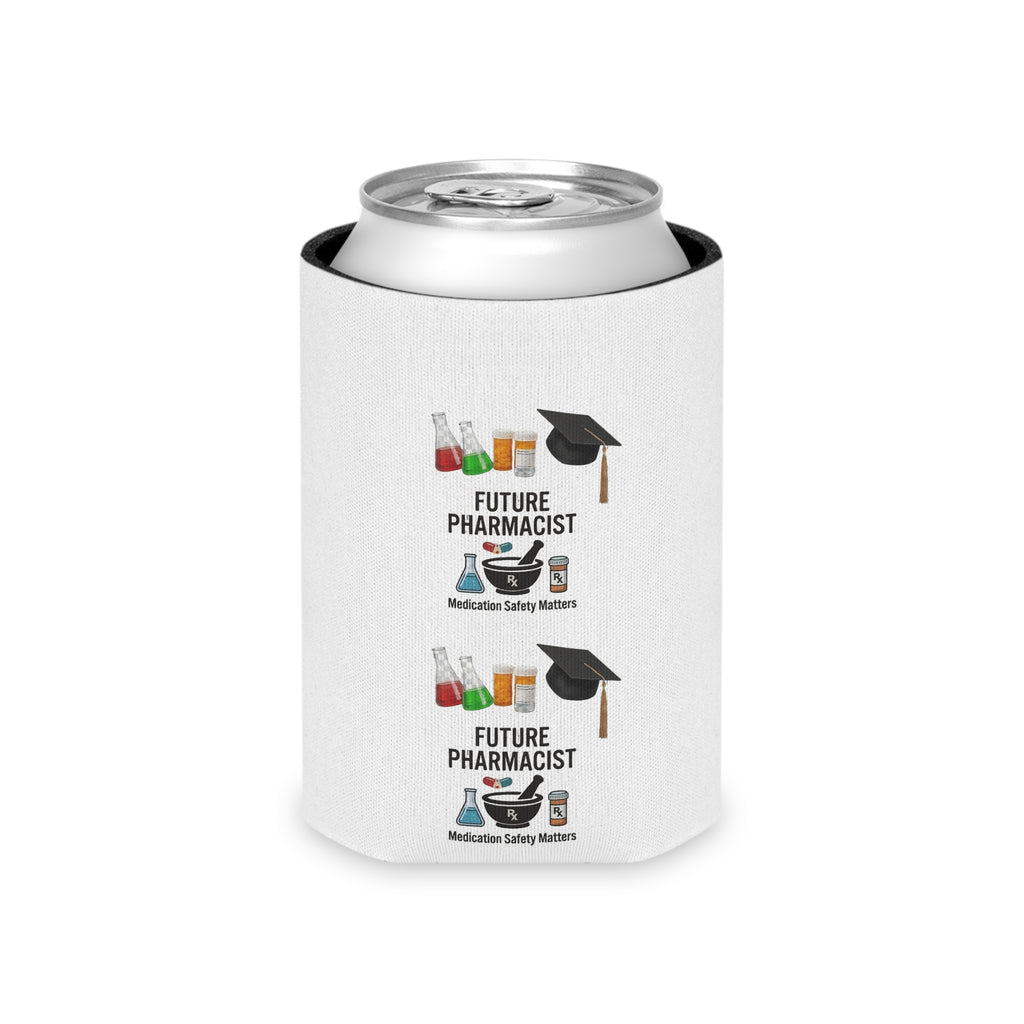 Future Pharmacist Can Cooler – Graduation Gift Can Cooler with Cap & Pharmacy Icons