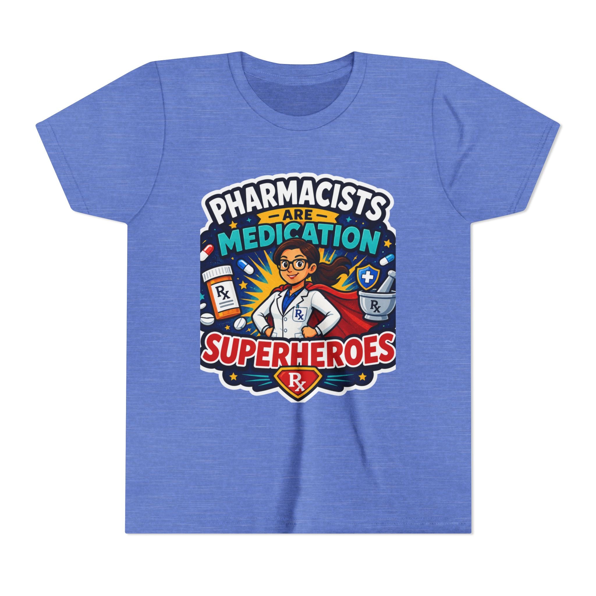 Youth Tee — "Pharmacists Are Medication Superheroes" Cartoon Pharmacy Shirt