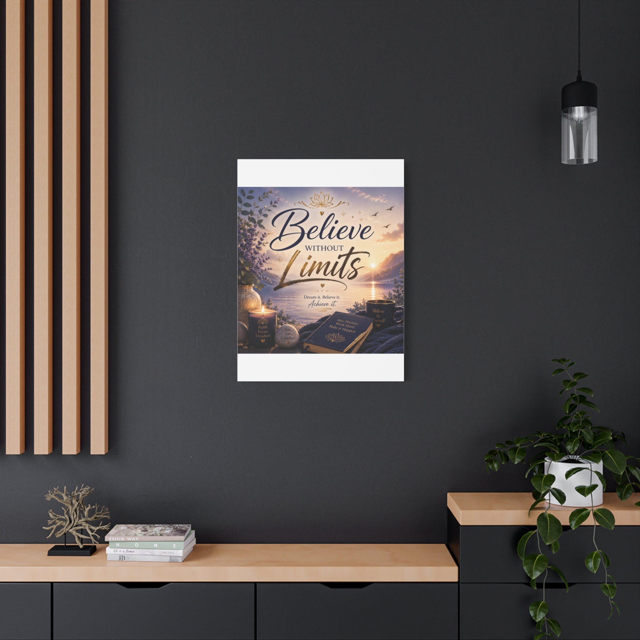 Believe Without Limits Canvas Wall Art – Inspirational Stretched Matte Print