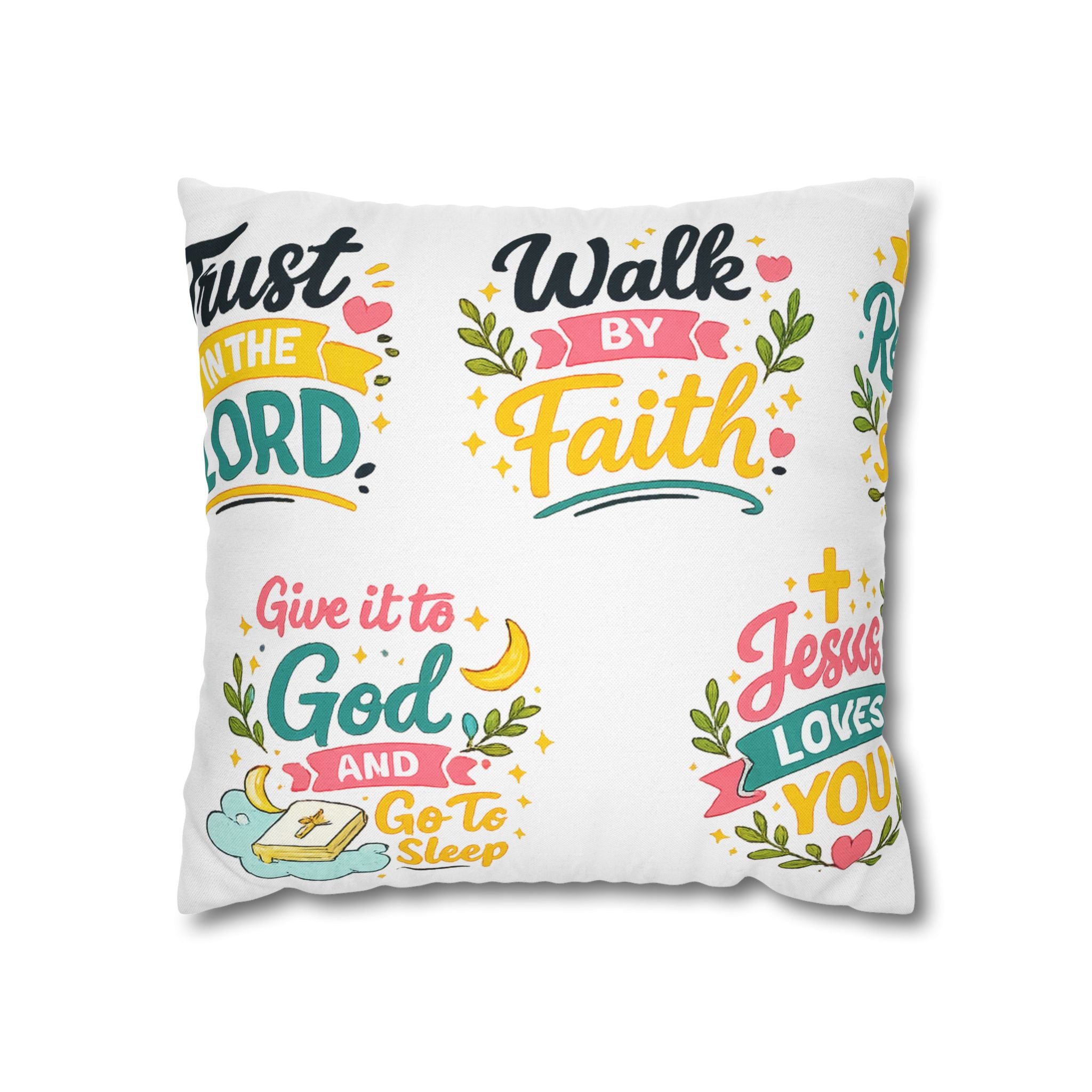 Faith Quote Decorative Pillowcase — "Walk by Faith" Inspirational Throw Pillow Cover