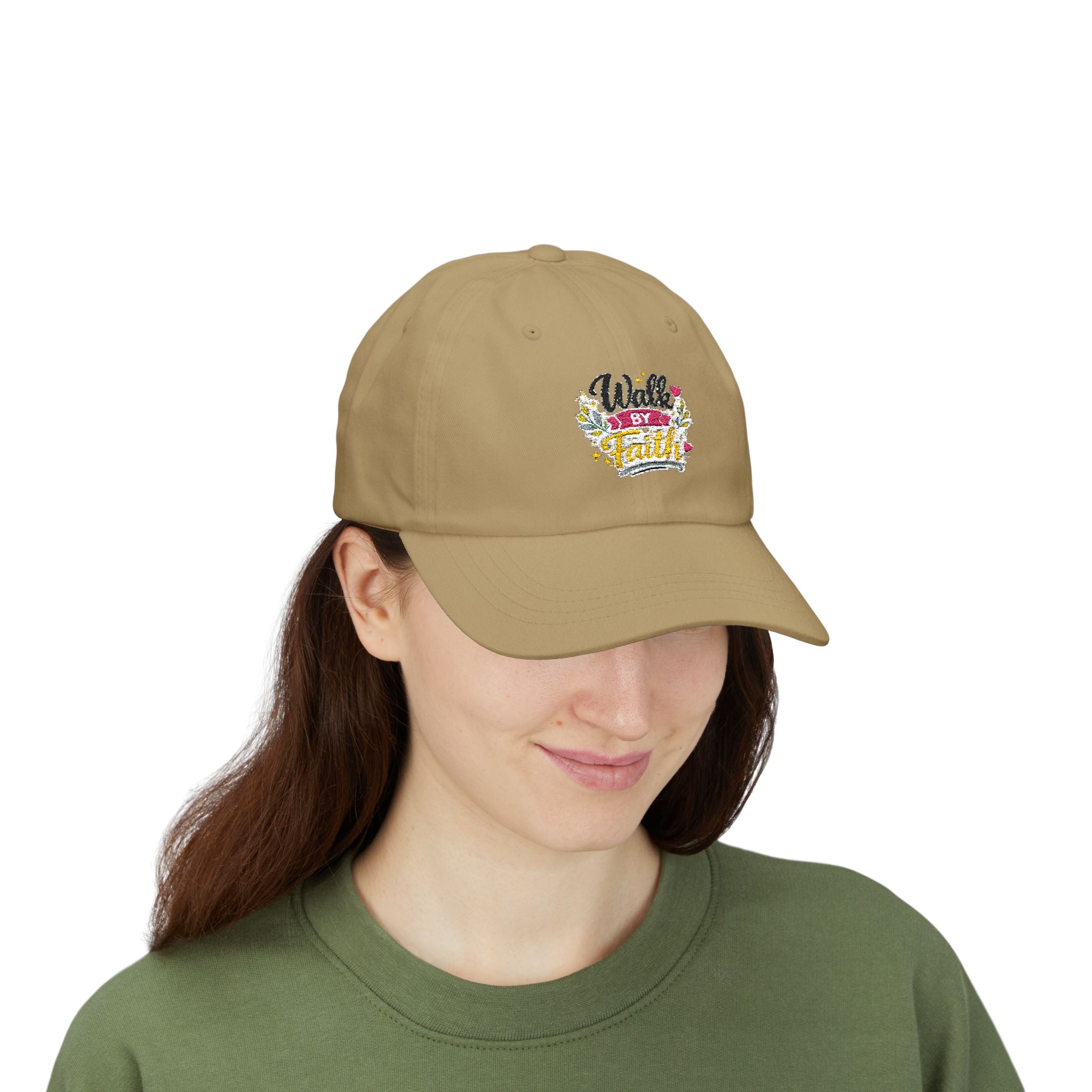 Walk By Faith Dad Cap — Floral Inspirational Baseball Hat