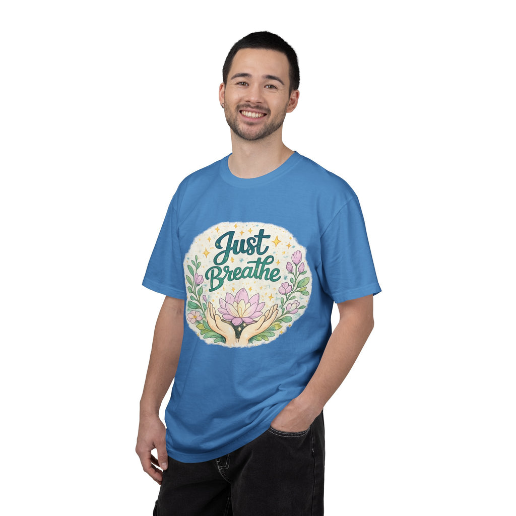 Just Breathe T-Shirt — Floral Lotus Mindfulness Tee