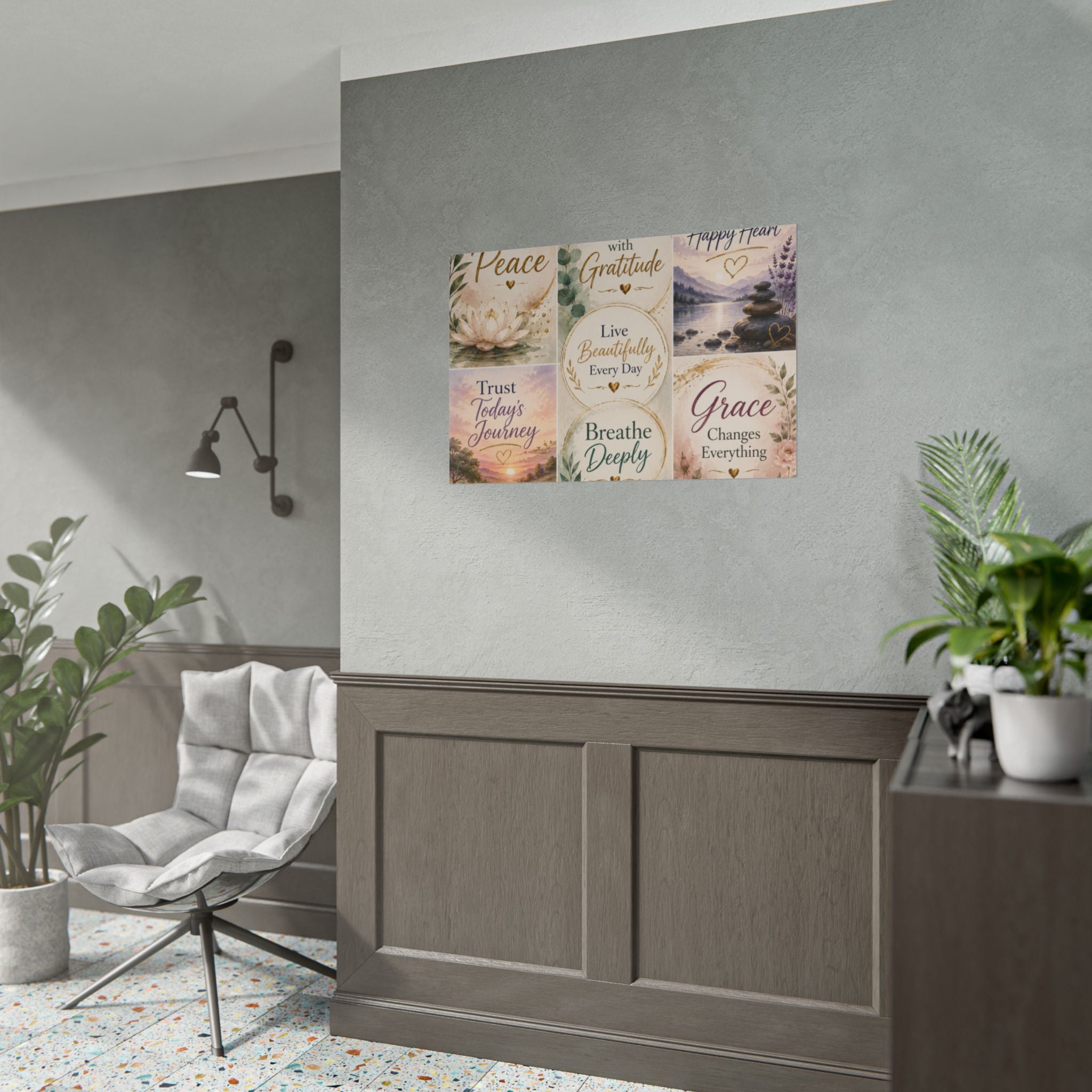 Rolled Poster - Inspirational Wall Art Set: "Choose Peace / Live with Gratitude / Calm Mind, Happy Heart / Trust Today's Journey / [...]
