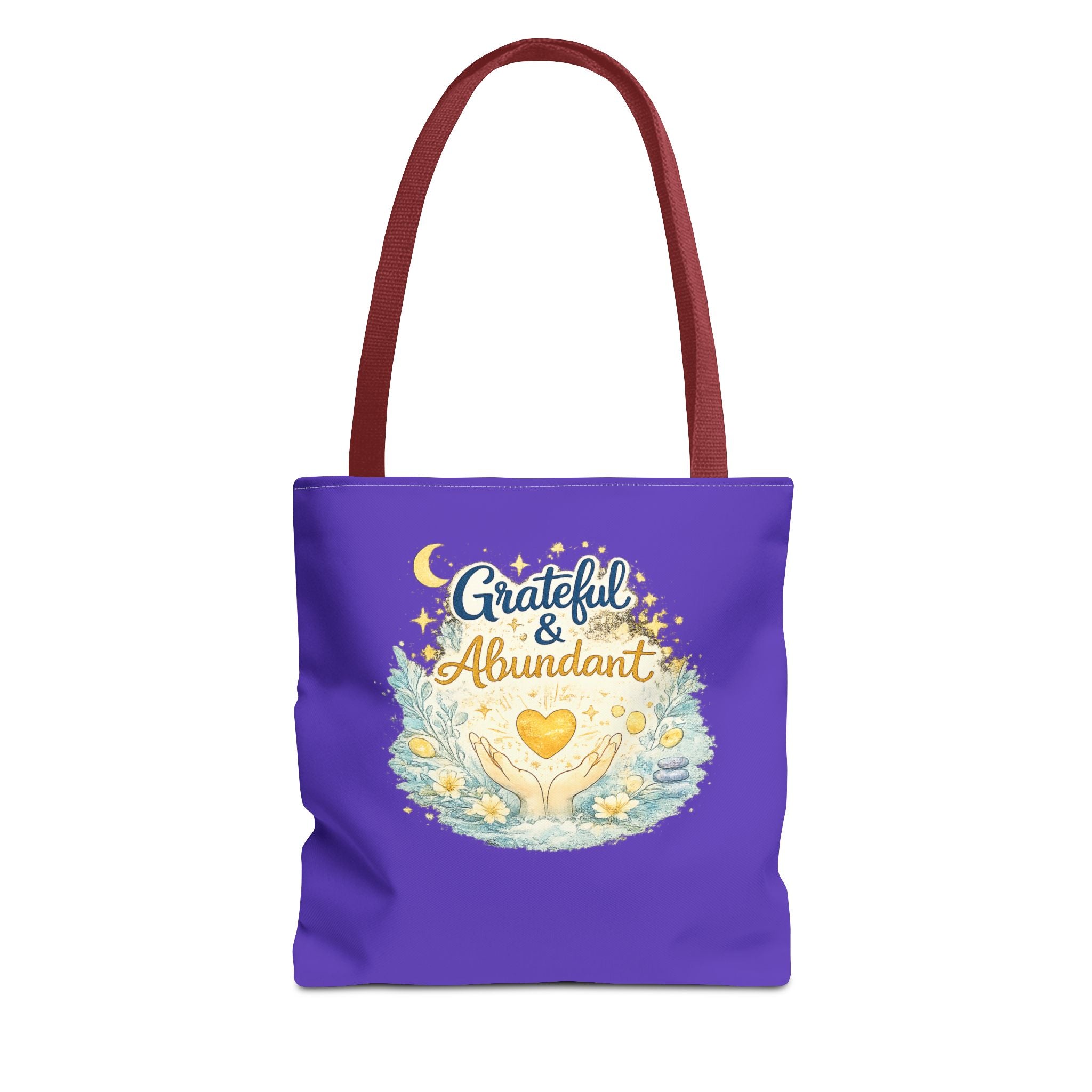 Grateful & Abundant Purple Tote Bag — Inspirational Everyday Shopper