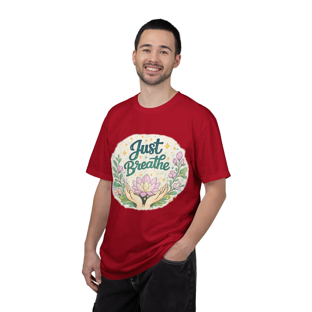 Just Breathe T-Shirt — Floral Lotus Mindfulness Tee