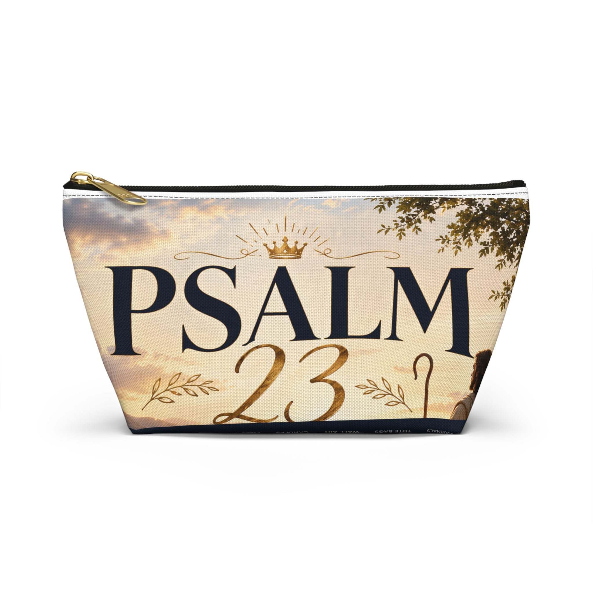 Psalm 23 Accessory Pouch — Christian Scripture Makeup Bag with 'The Lord Is My Shepherd' Design