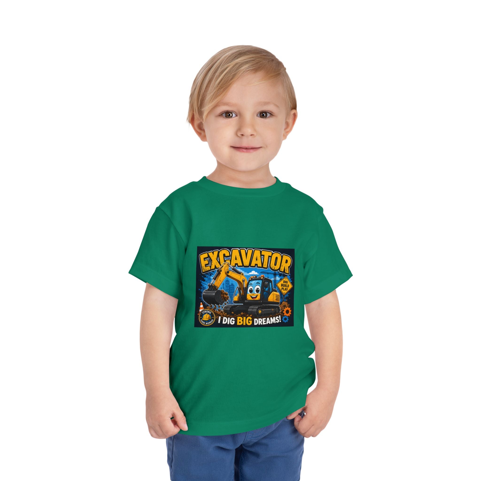 Excavator Toddler Tee — "I Dig Big Dreams" Construction Shirt