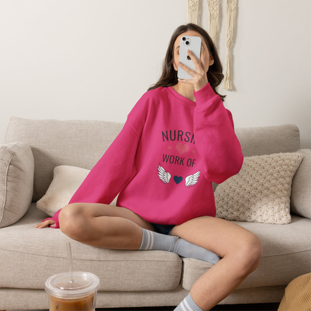 Nursing Work of Heart Crewneck Sweatshirt — Nurse Appreciation Pullover