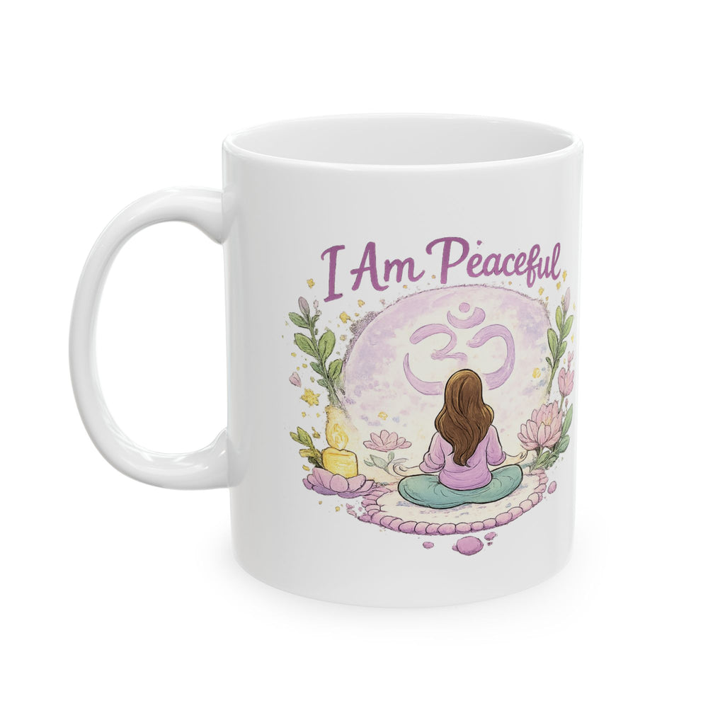 Mindful Witch Ceramic Mug — "I Am Peaceful" Mystical Meditation Coffee Cup (11oz & 15oz)