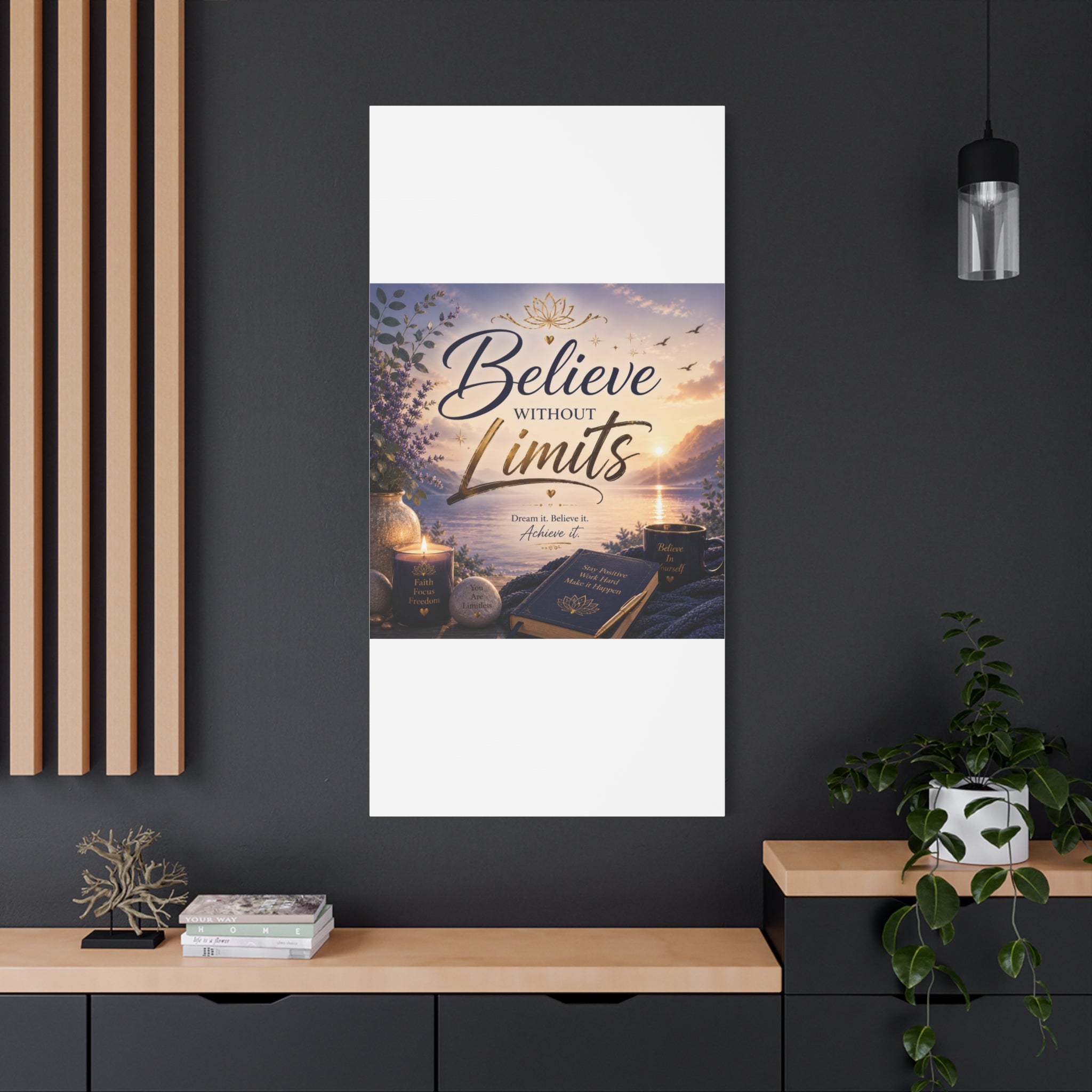 Believe Without Limits Canvas Wall Art – Inspirational Stretched Matte Print