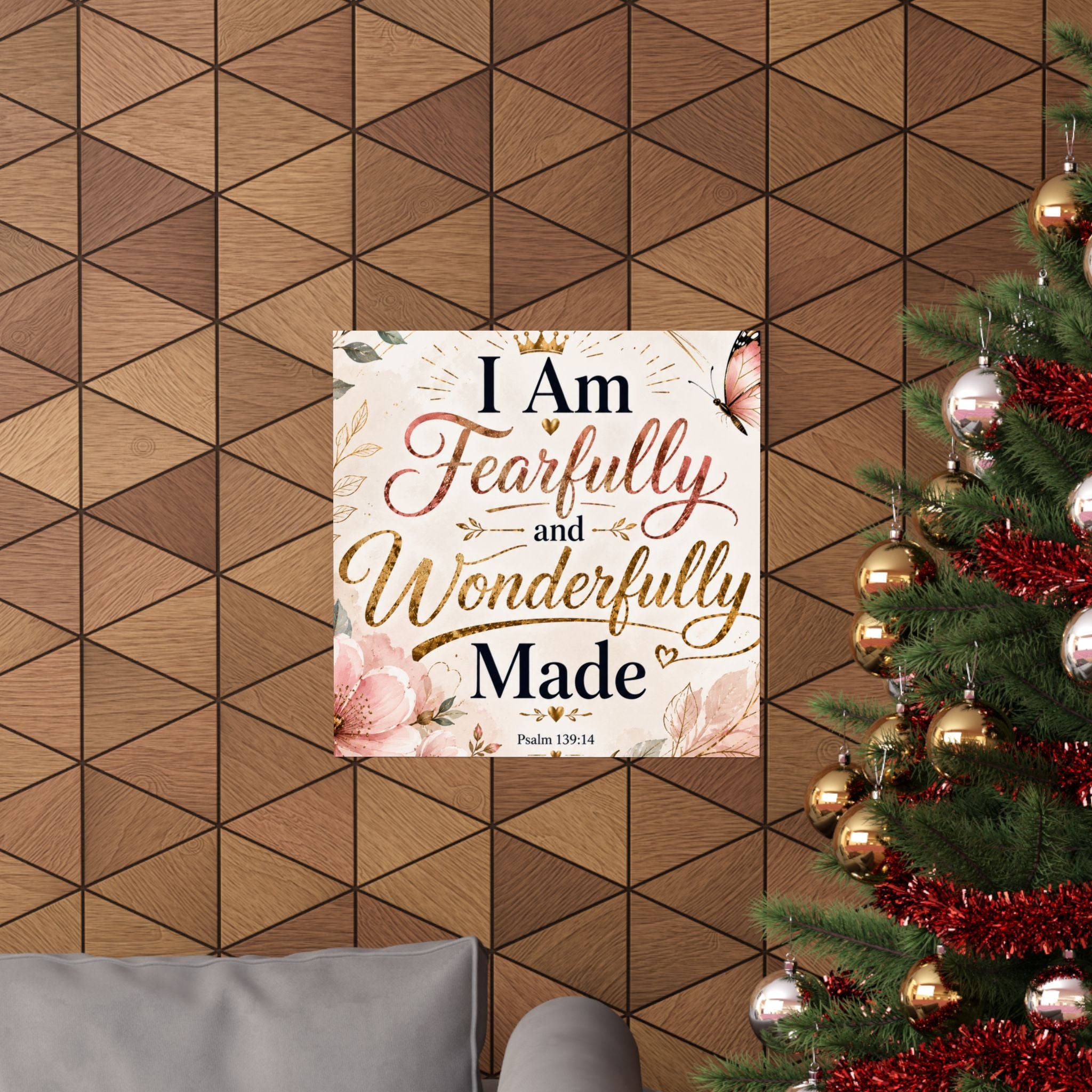 Fearfully & Wonderfully Made Vertical Poster — Inspirational Christian Wall Art (Psalm 139:14)