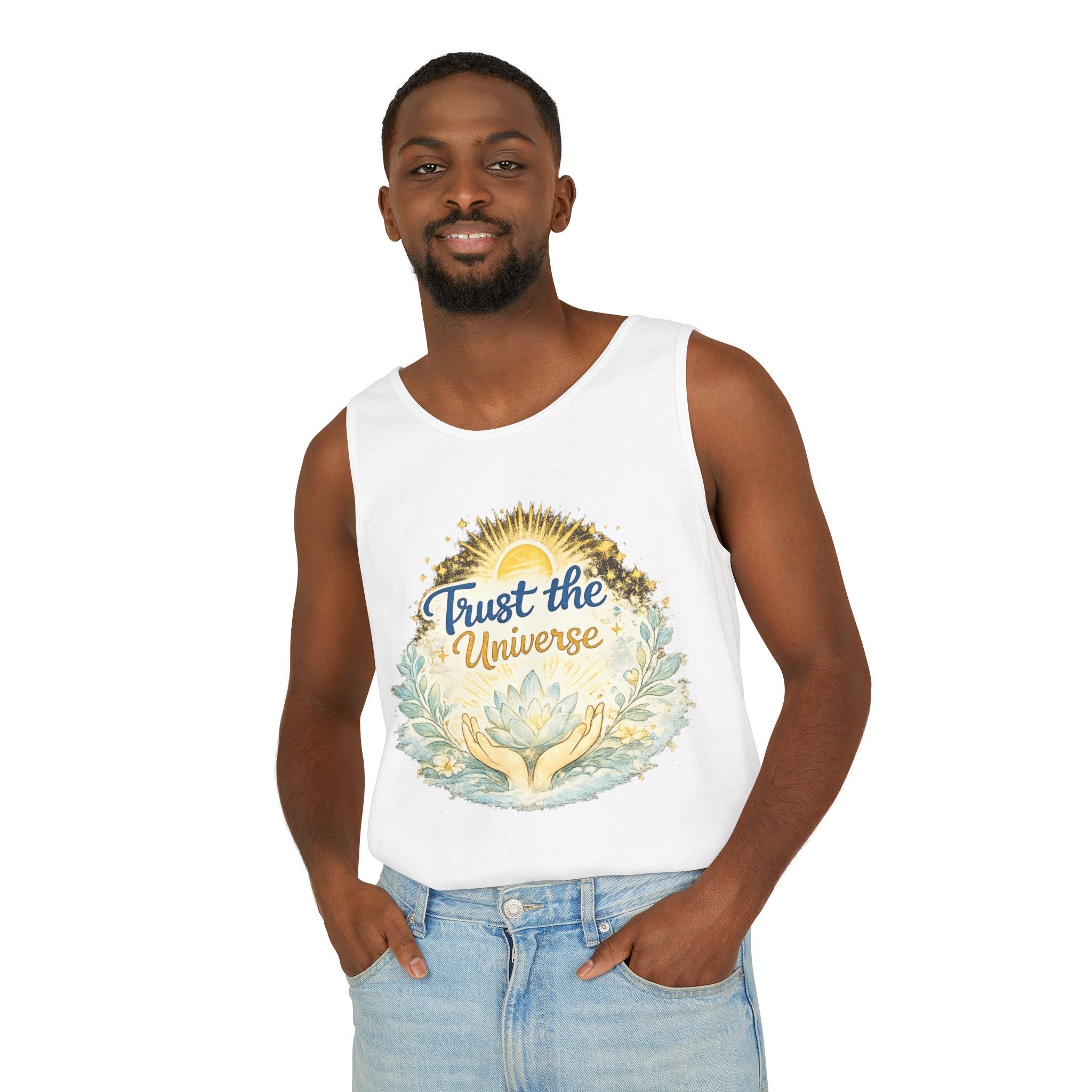 Trust the Universe Tank Top — Spiritual Lotus Graphic Vest
