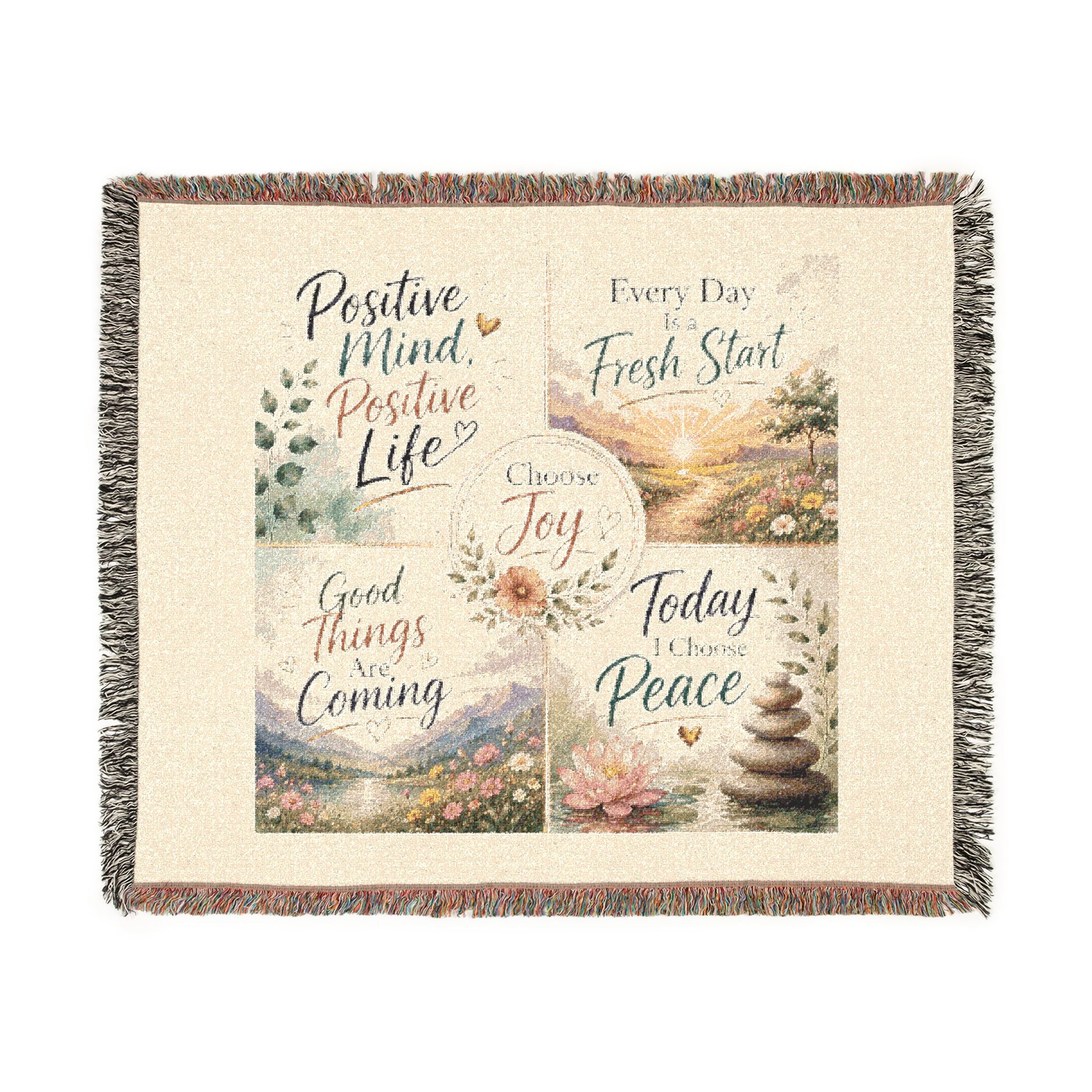 Inspirational Quote Woven Blanket — "Choose Joy" Comfort Throw