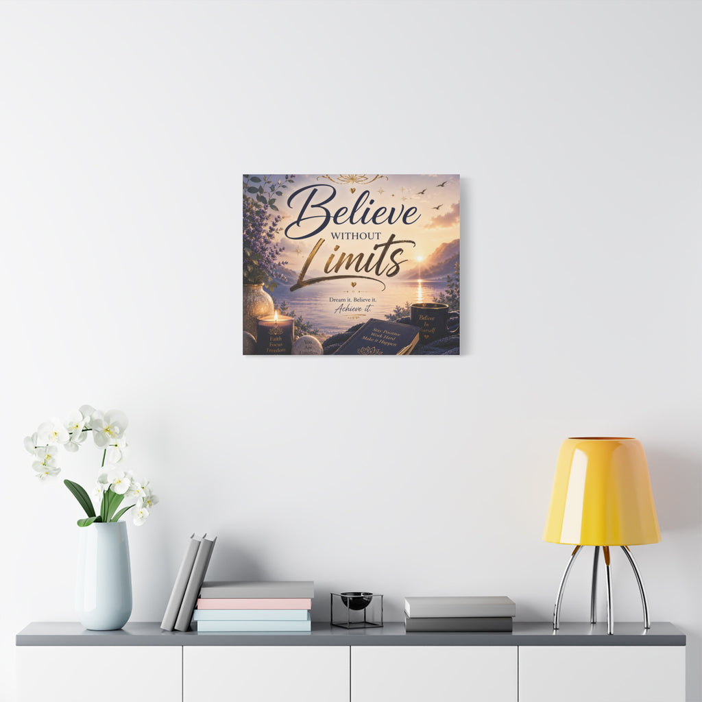 Believe Without Limits Canvas Wall Art – Inspirational Stretched Matte Print