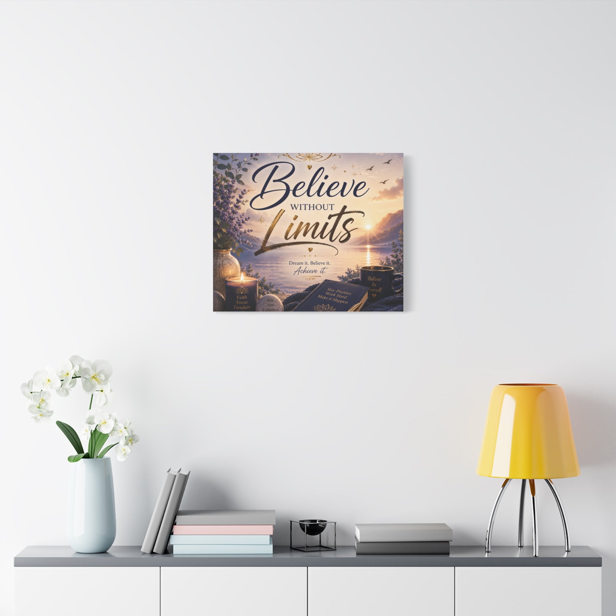 Believe Without Limits Canvas Wall Art – Inspirational Stretched Matte Print