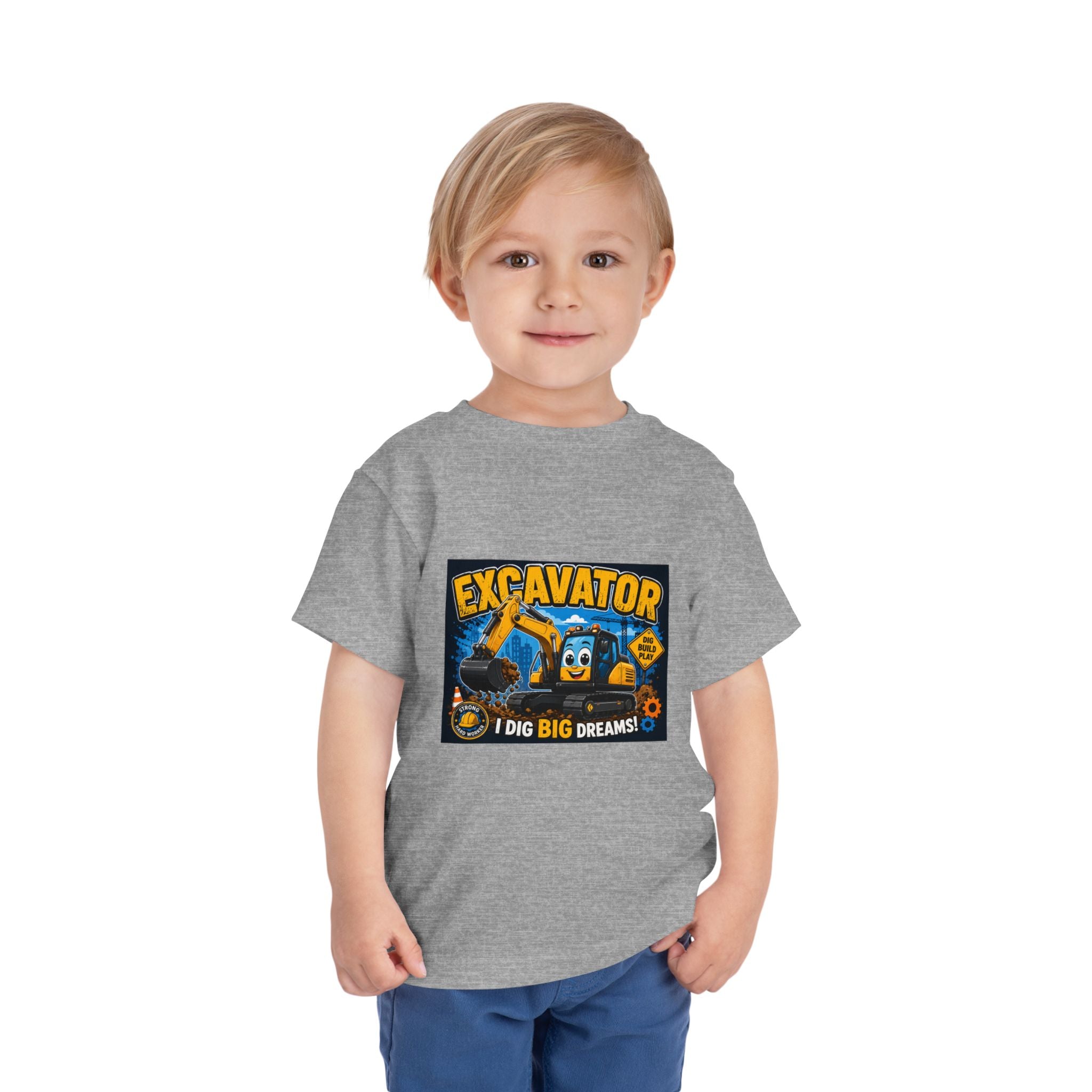 Excavator Toddler Tee — "I Dig Big Dreams" Construction Shirt