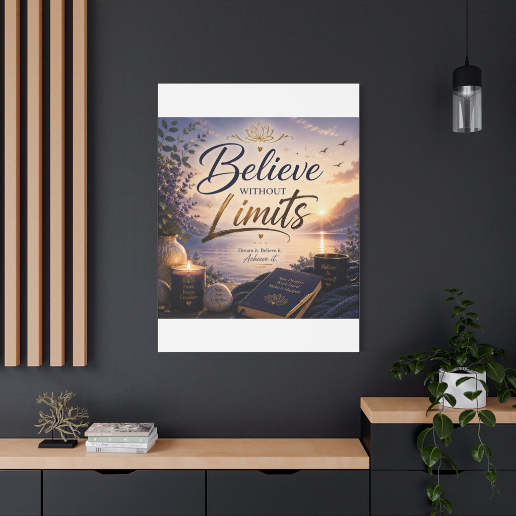 Believe Without Limits Canvas Wall Art – Inspirational Stretched Matte Print