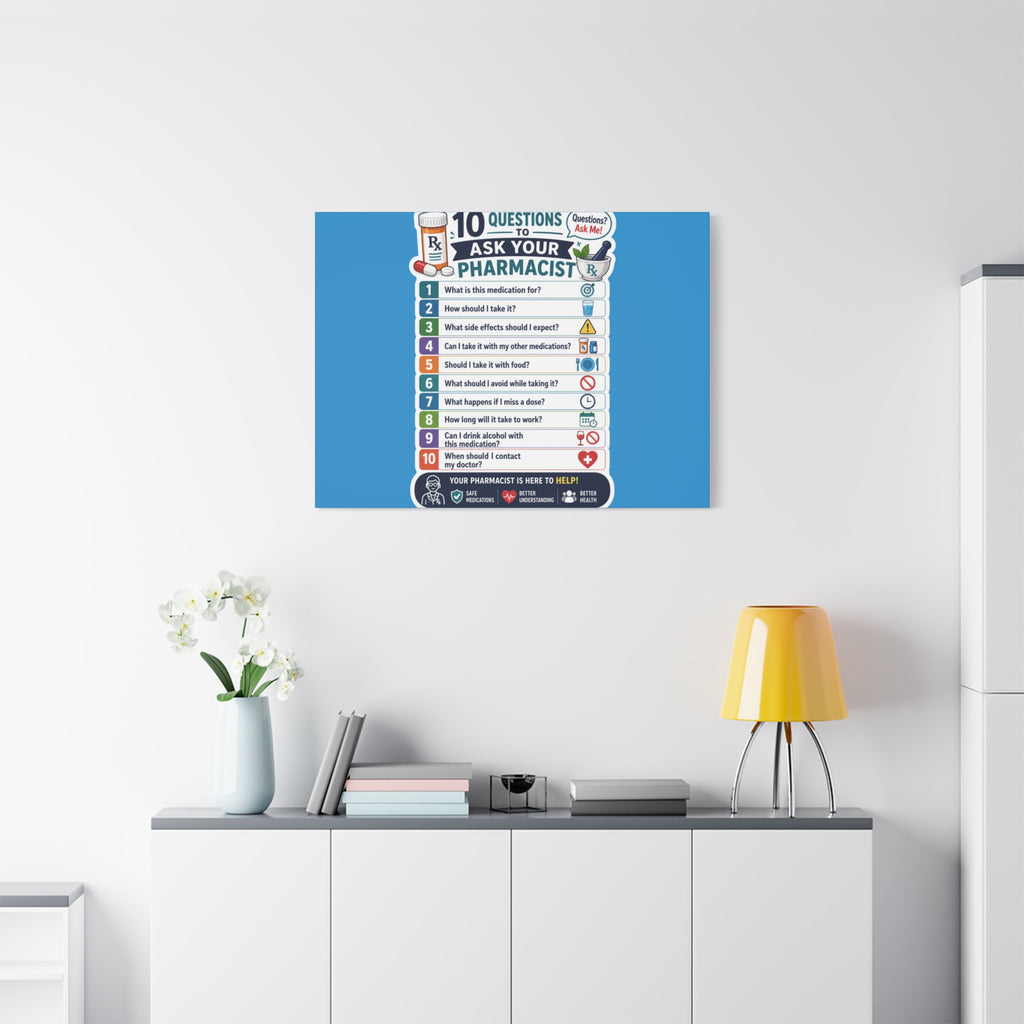 Pharmacist Questions Canvas Print — "10 Questions to Ask Your Pharmacist"
