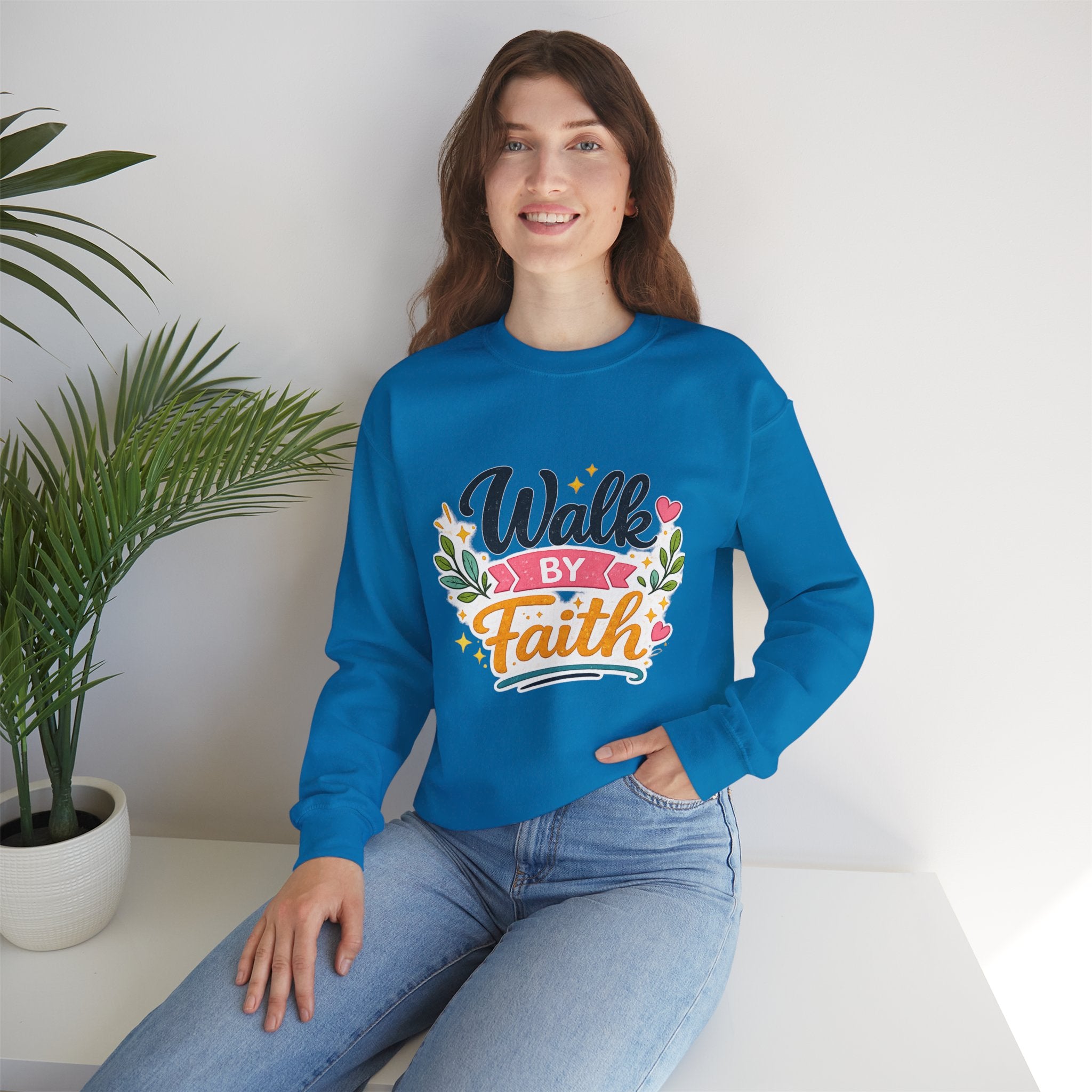 Walk By Faith Crewneck Sweatshirt — Inspirational Christian Pullover