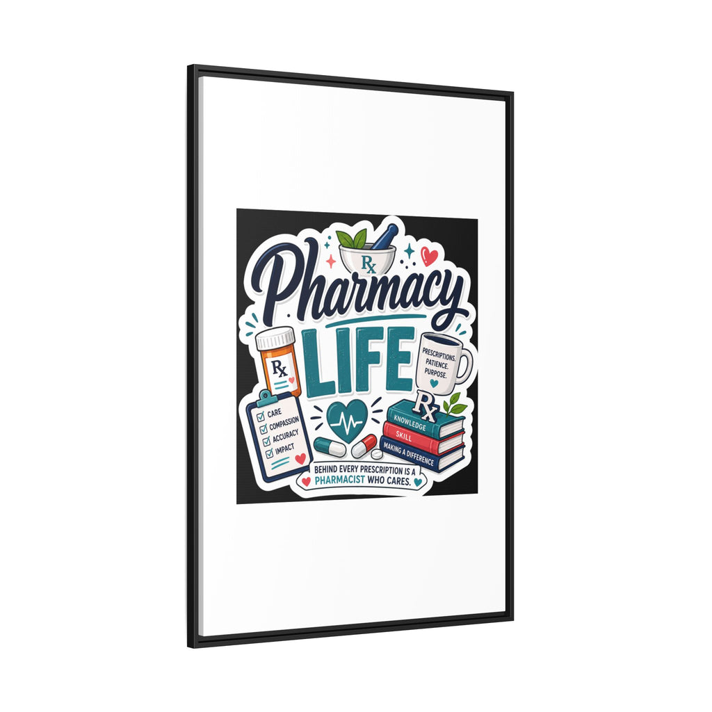 Pharmacy Life Framed Canvas Art — Colorful Pharmacist Wall Decor